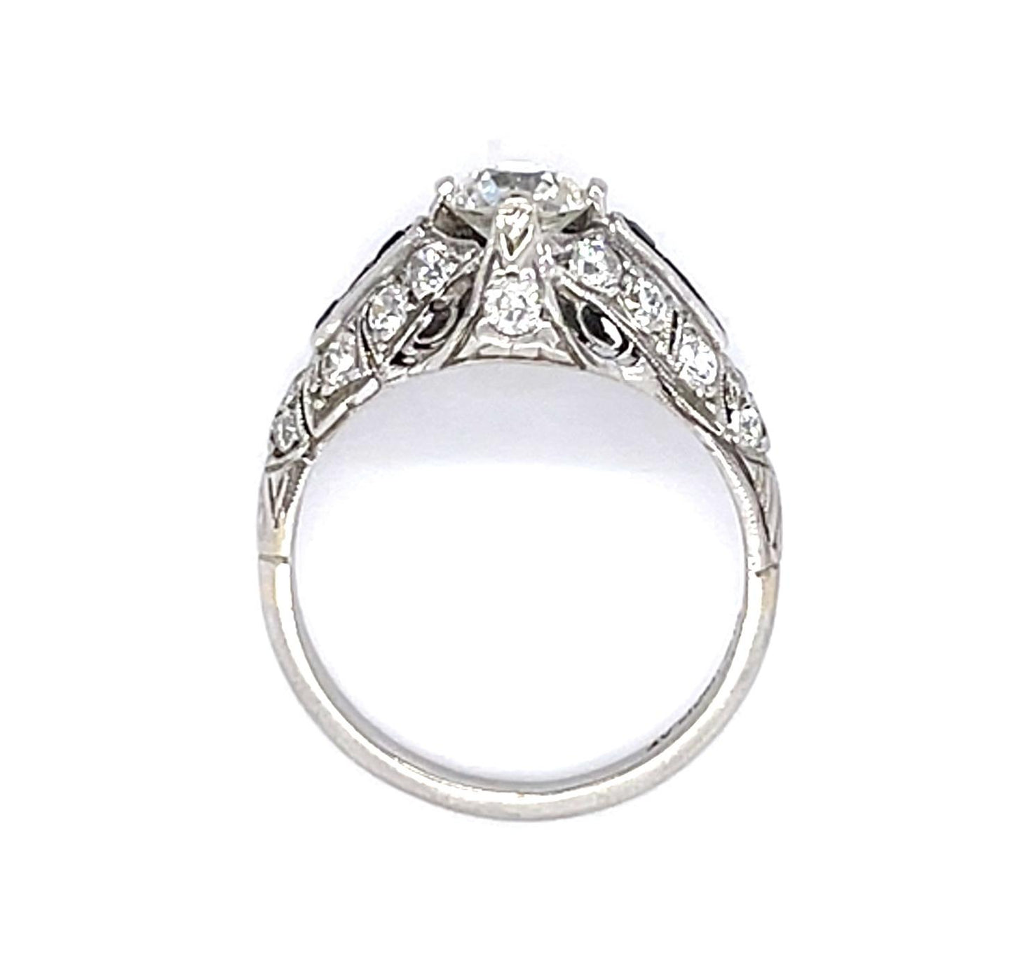 Original Art Deco .75ct Old European Diamond PT Ring (Antique 1920s)
