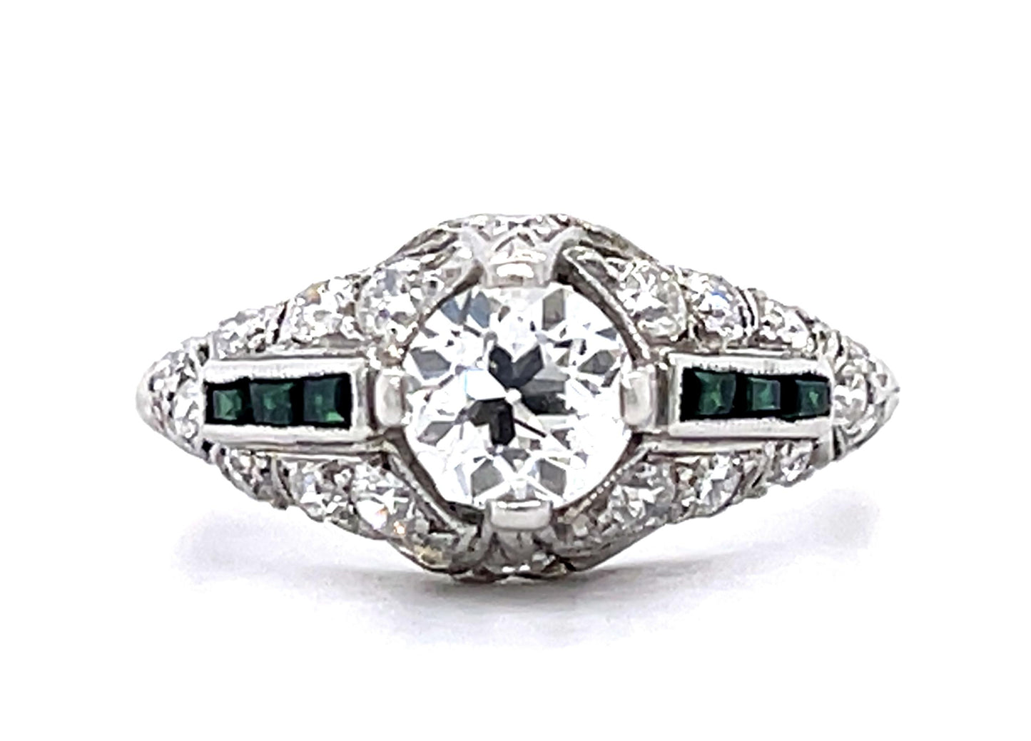 Original Art Deco .75ct Old European Diamond PT Ring (Antique 1920s)