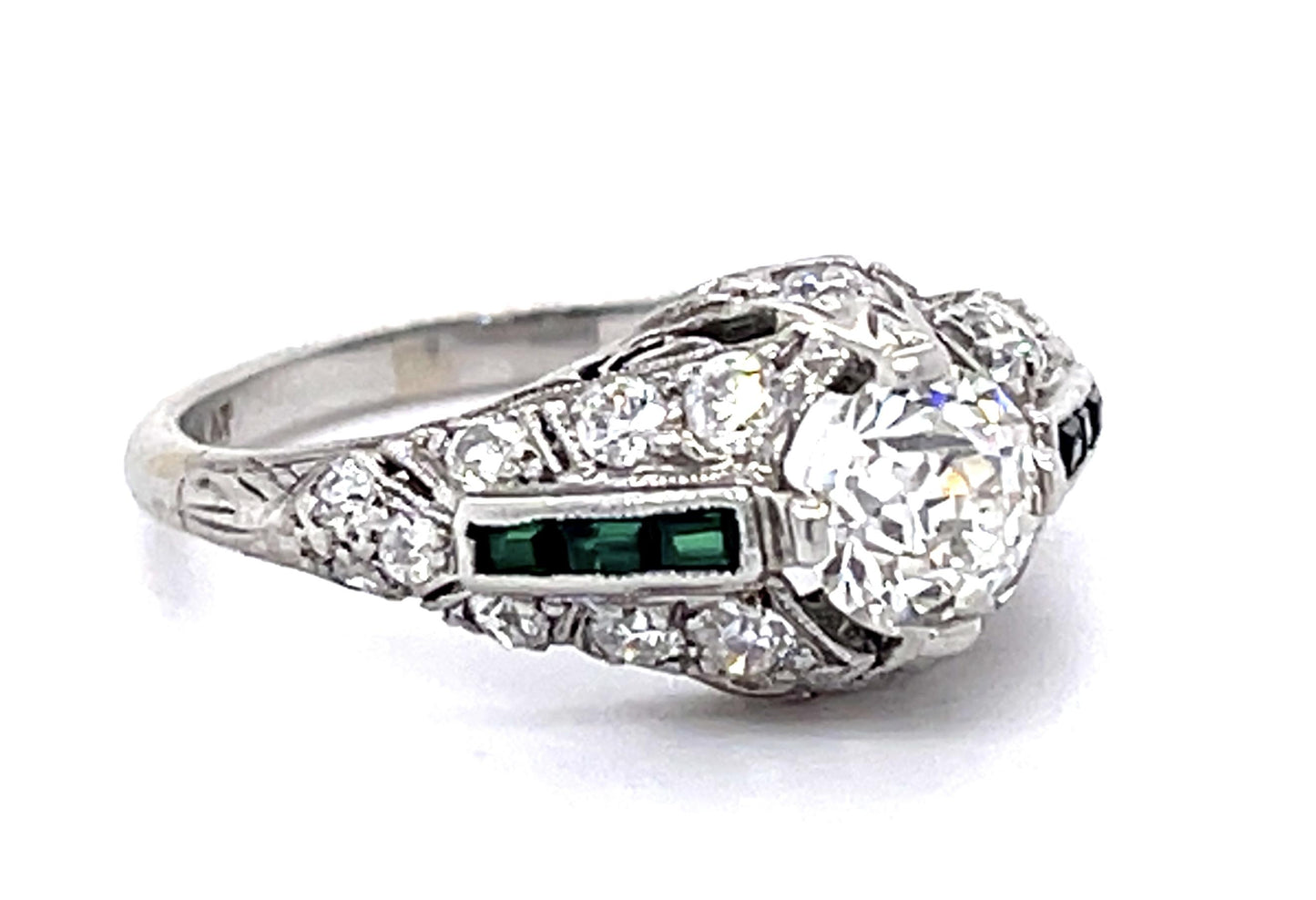 Original Art Deco .75ct Old European Diamond PT Ring (Antique 1920s)