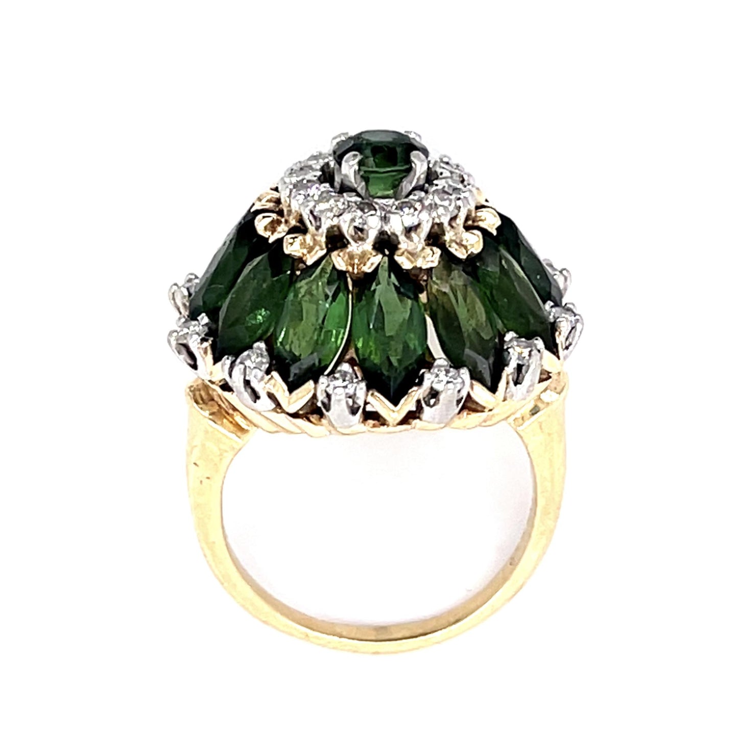 7.50ct Green Tourmaline PT+14KY Ring (Vintage 1950s)