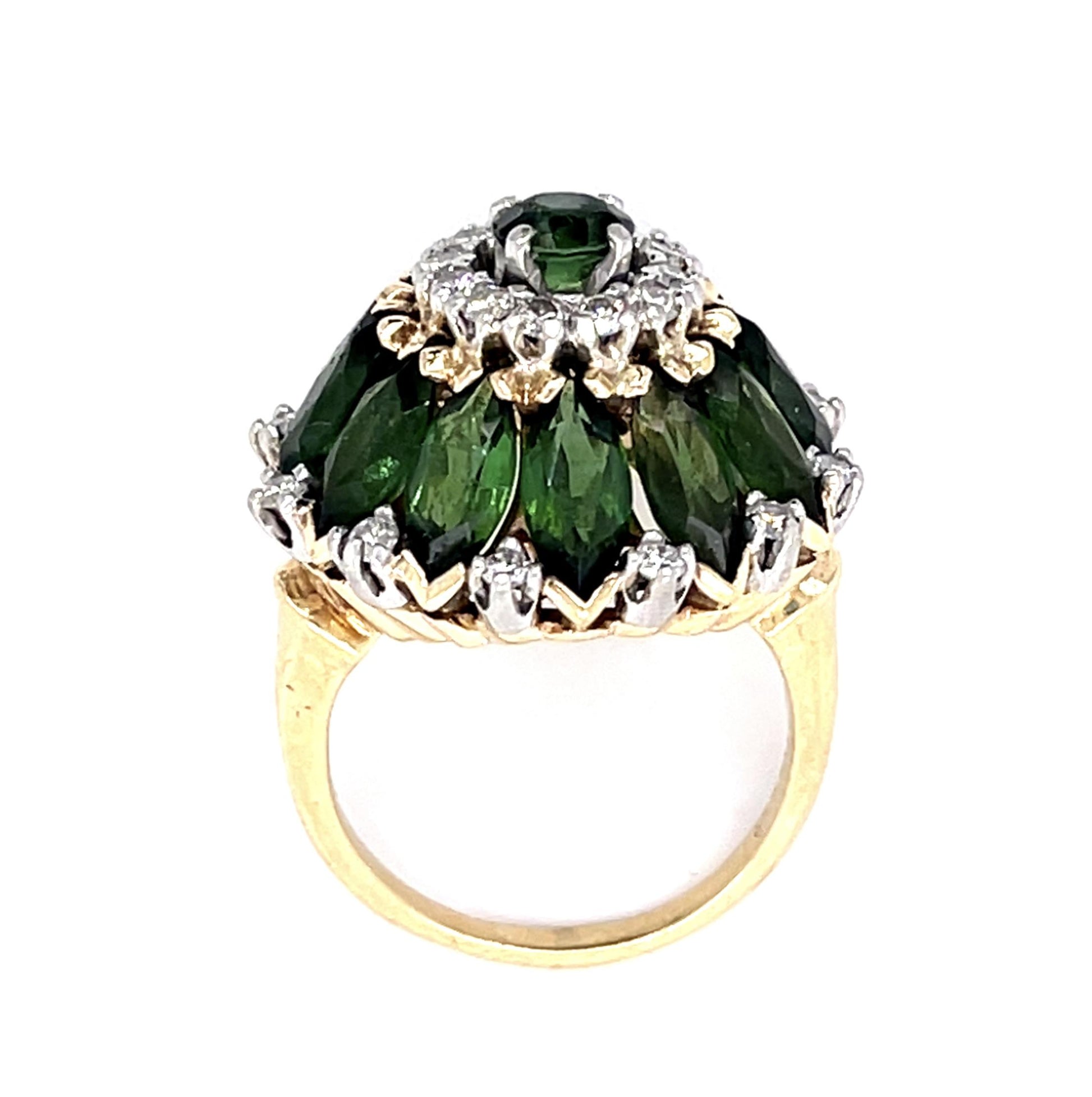 7.50ct Green Tourmaline PT+14KY Ring (Vintage 1950s)
