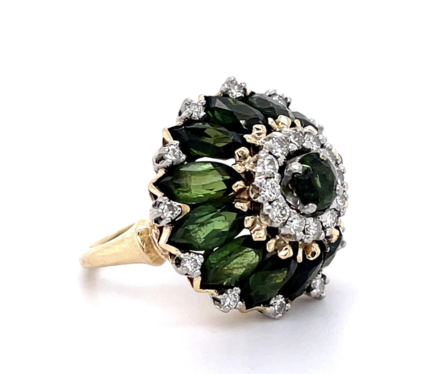 7.50ct Green Tourmaline PT+14KY Ring (Vintage 1950s)