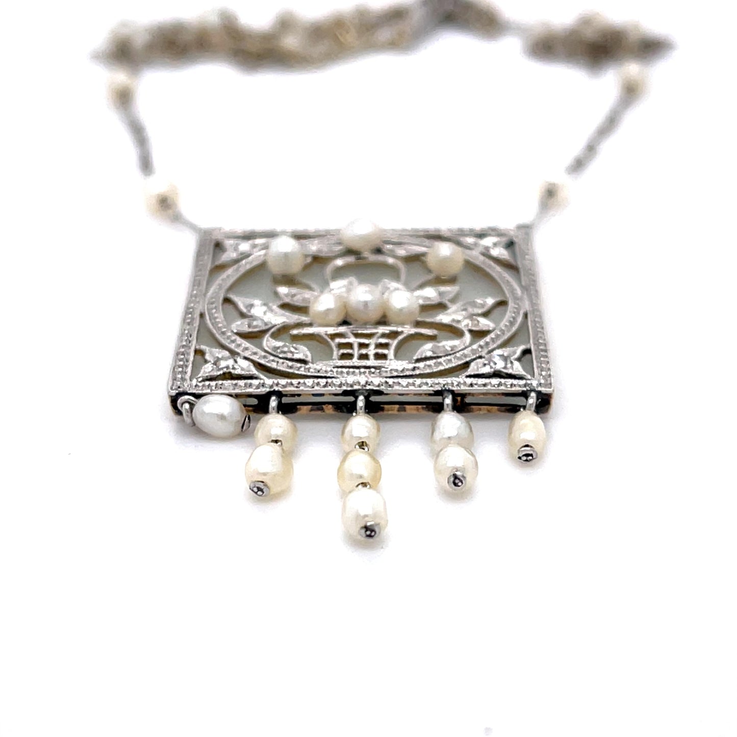 Original Edwardian .40ct Diamond, Crystal, Natural Pearl 18KY+PT Pendant