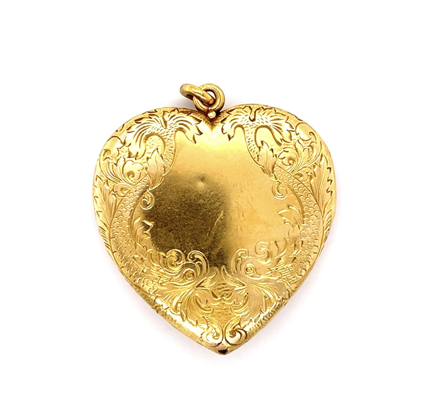 Original Victorian .40ct Dia .30ct Demantoid Garnet Ocean 14KY Locket Pendant