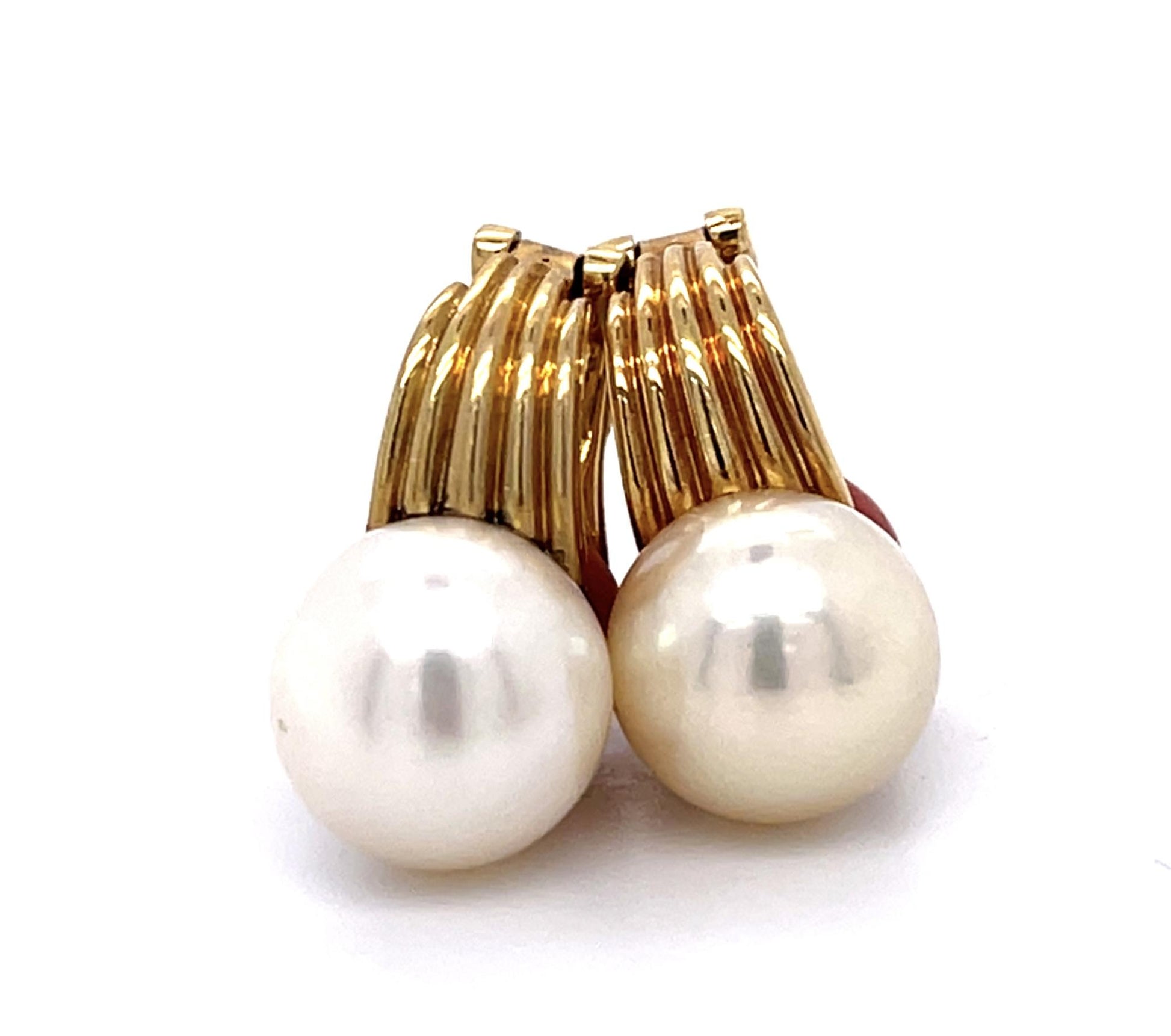 Bvlgari Italy Original 9.70-10mm Pearl Clip on Earrings (Vintage 1960s)
