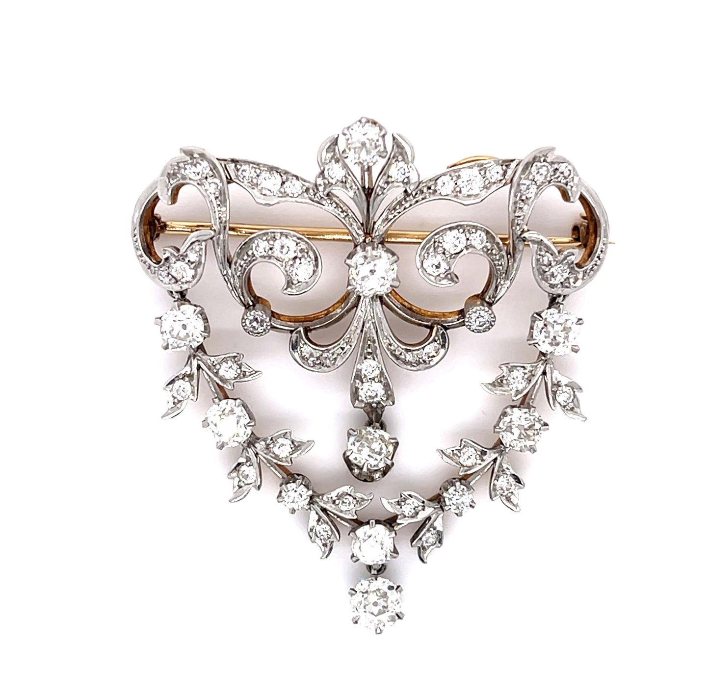 Original Edwardian 2.40ct (Nine Old Mine Dia) PT+Gold Pendant (Antique 1910s)