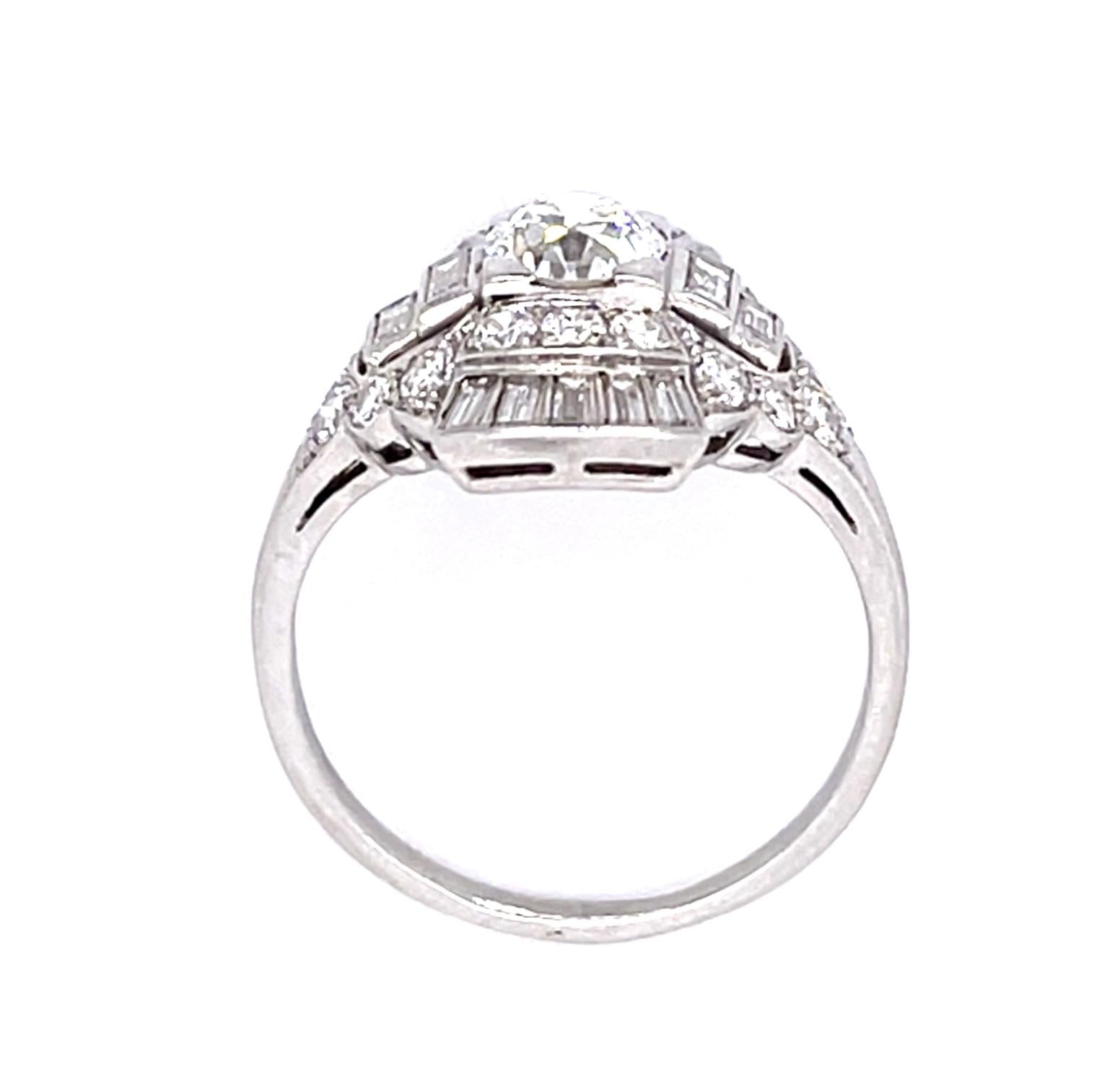 J.E. Caldwell Art Deco Original .80ct European Center Diamond PT Ring