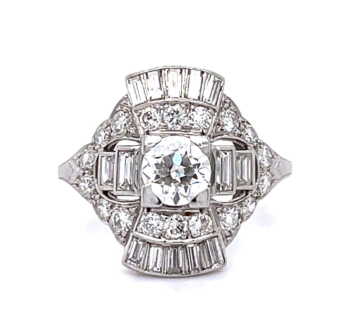 J.E. Caldwell Art Deco Original .80ct European Center Diamond PT Ring