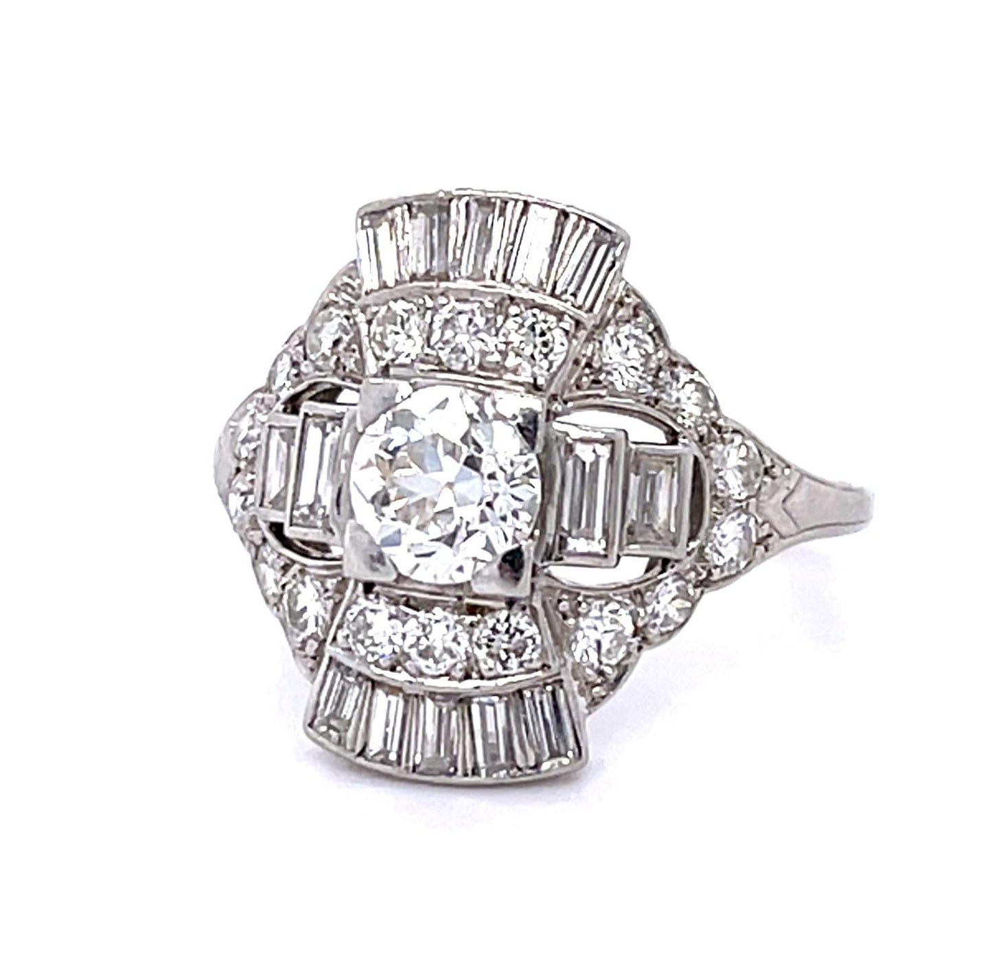J.E. Caldwell Art Deco Original .80ct European Center Diamond PT Ring