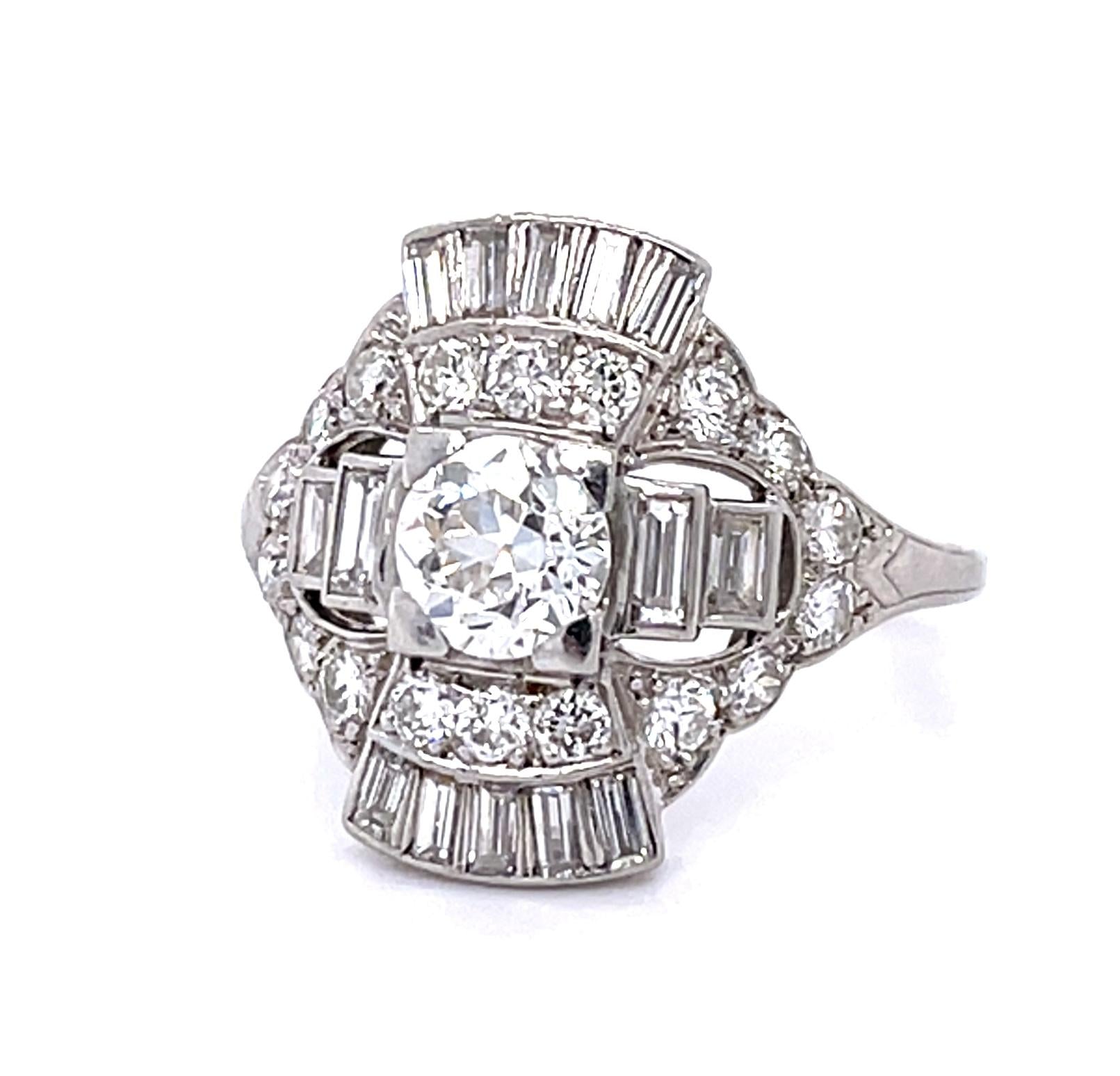 J.E. Caldwell Art Deco Original .80ct European Center Diamond PT Ring