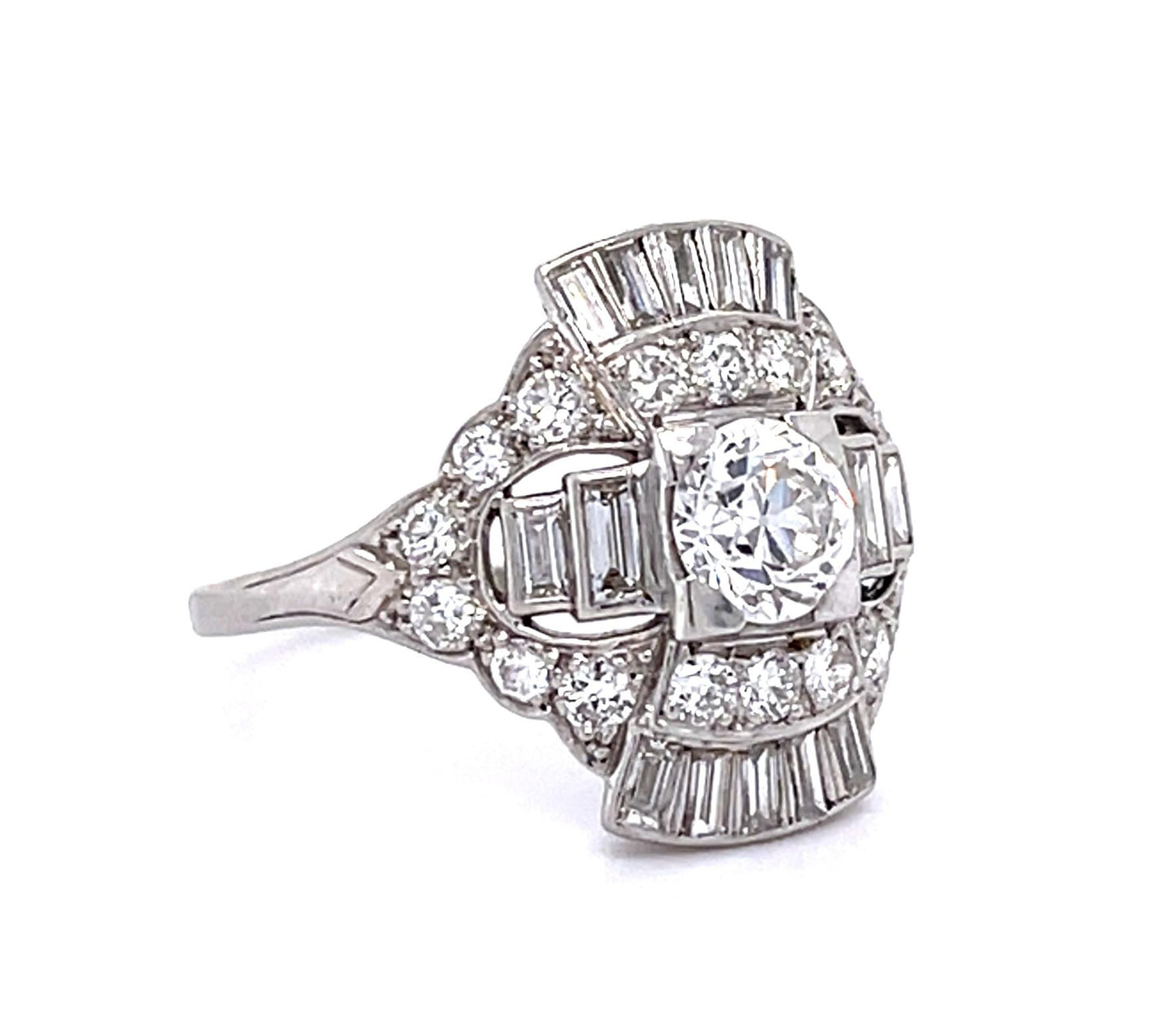 J.E. Caldwell Art Deco Original .80ct European Center Diamond PT Ring