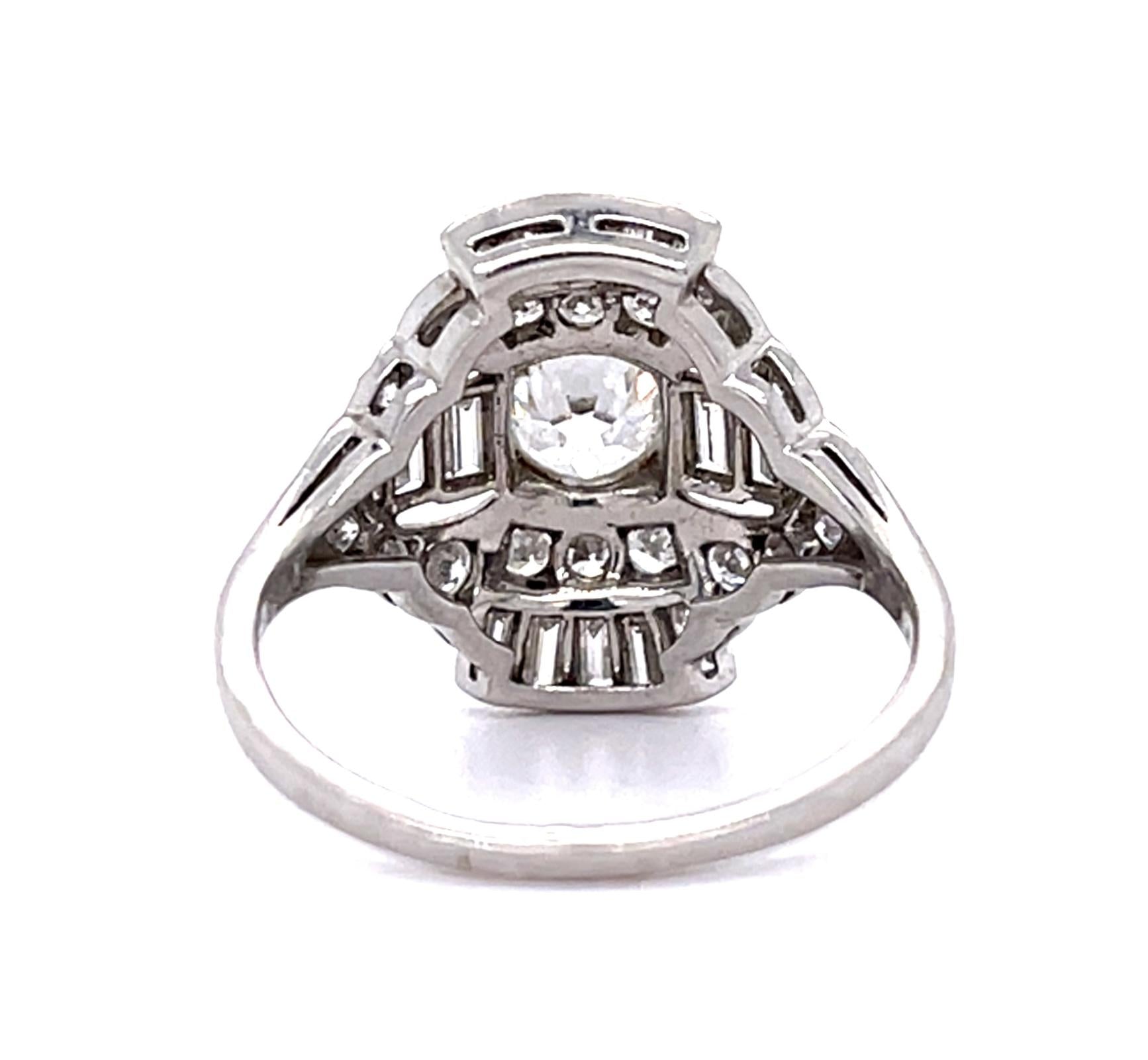 J.E. Caldwell Art Deco Original .80ct European Center Diamond PT Ring