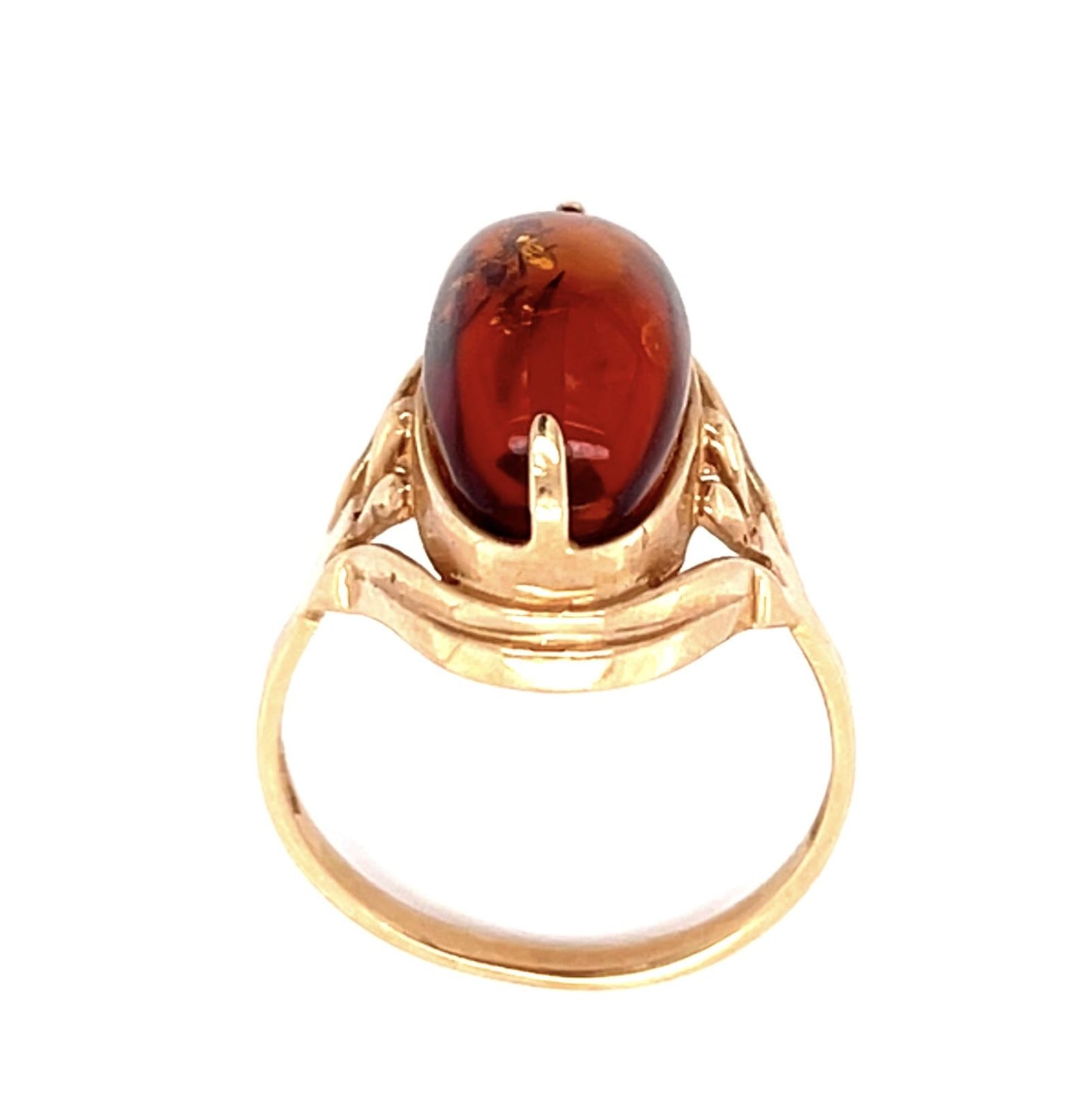 Original Russian Amber 14K Rose Gold Ring (Antique 1920s)