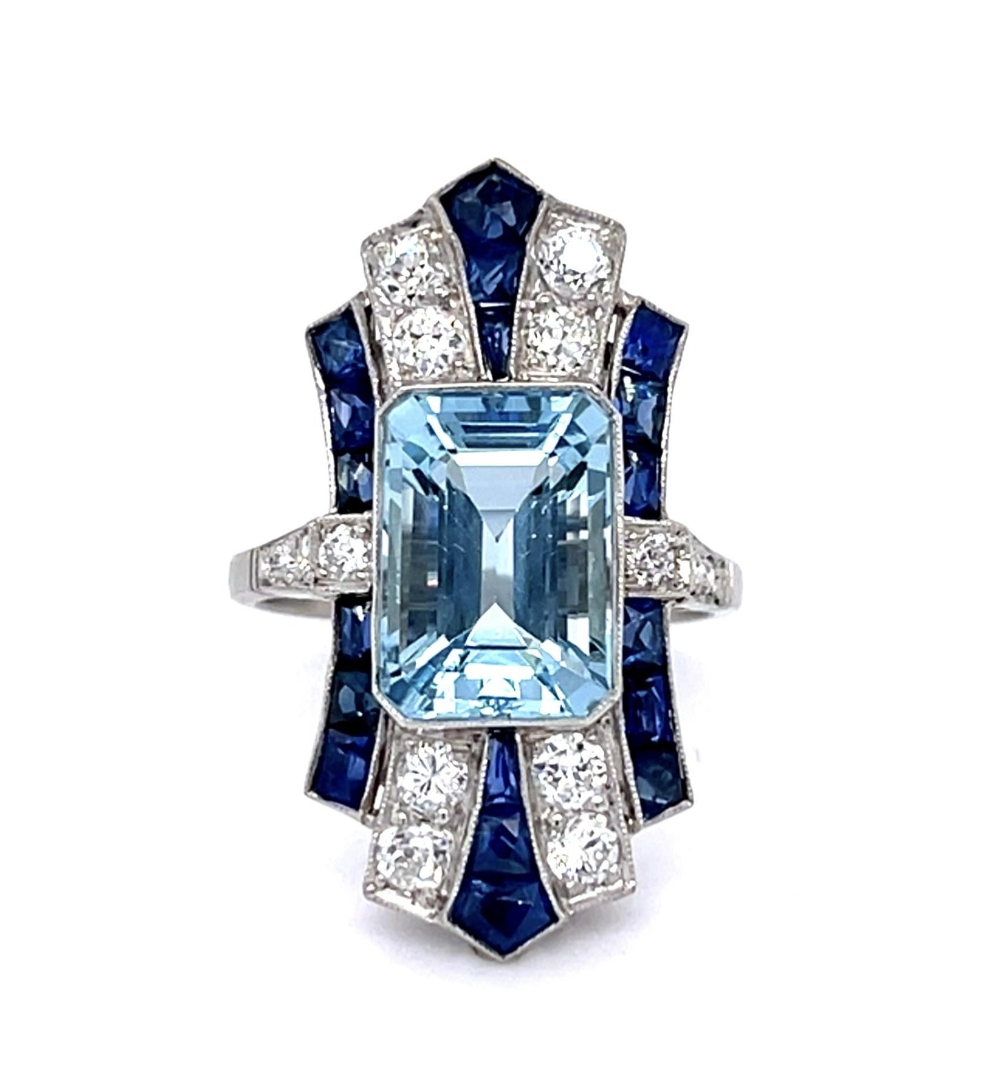 3.80ct Aquamarine PT Handmade Ring