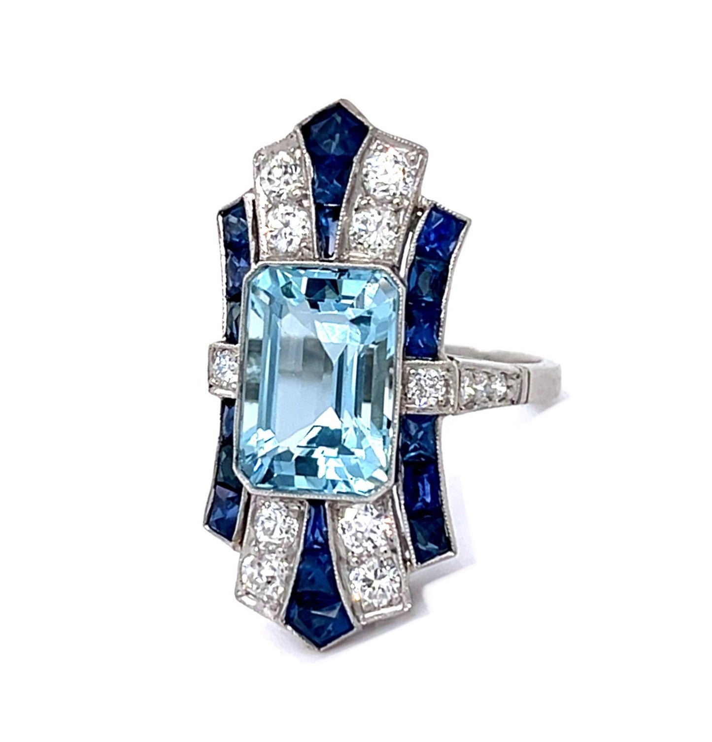 3.80ct Aquamarine PT Handmade Ring