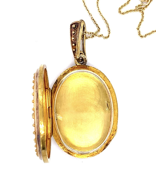 Original Victorian 14KY Locket Pendant (Antique 1880s)