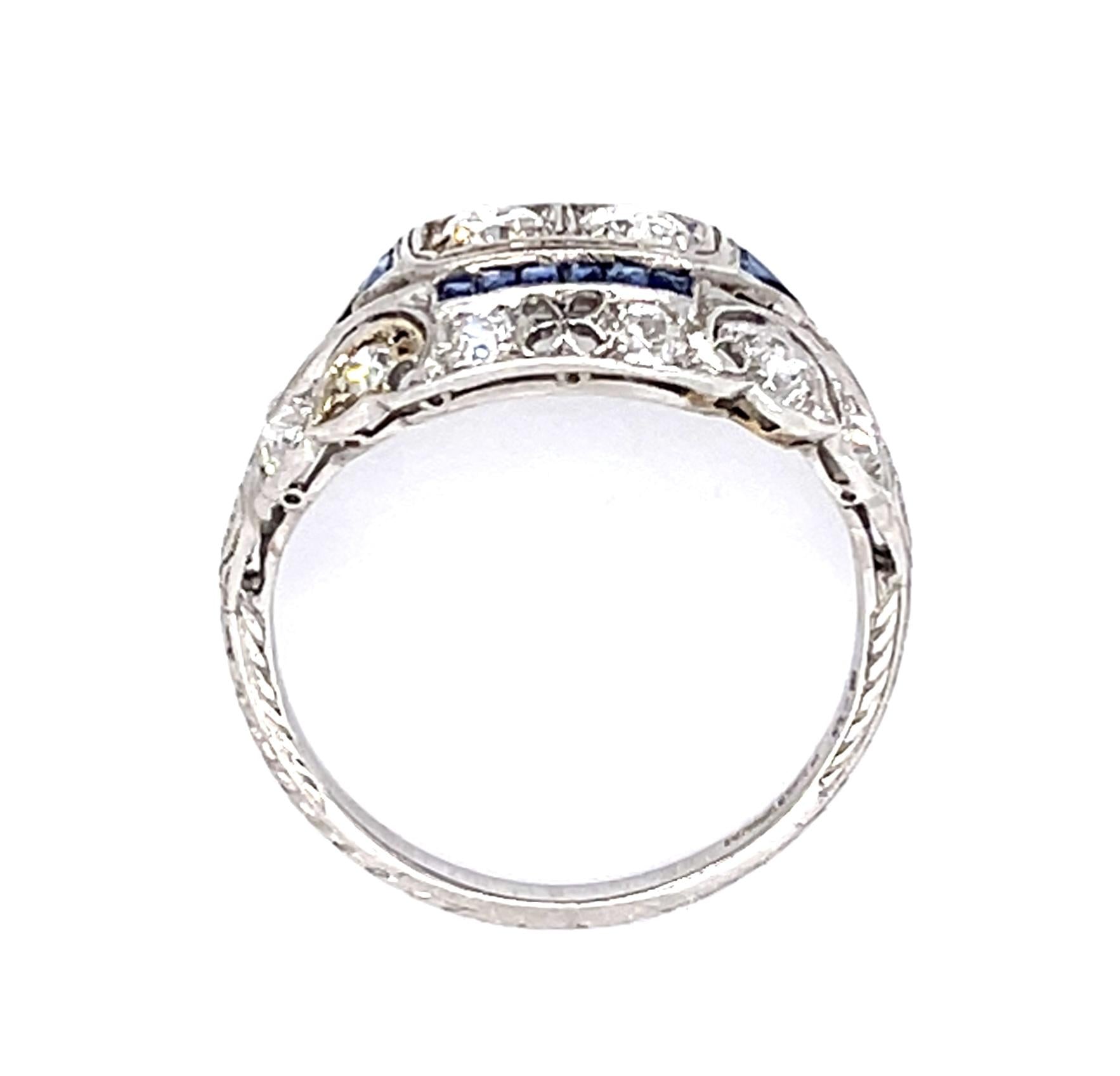 Original Art Deco .90ct Old European Diamond PT Ring (Antique 1920s)