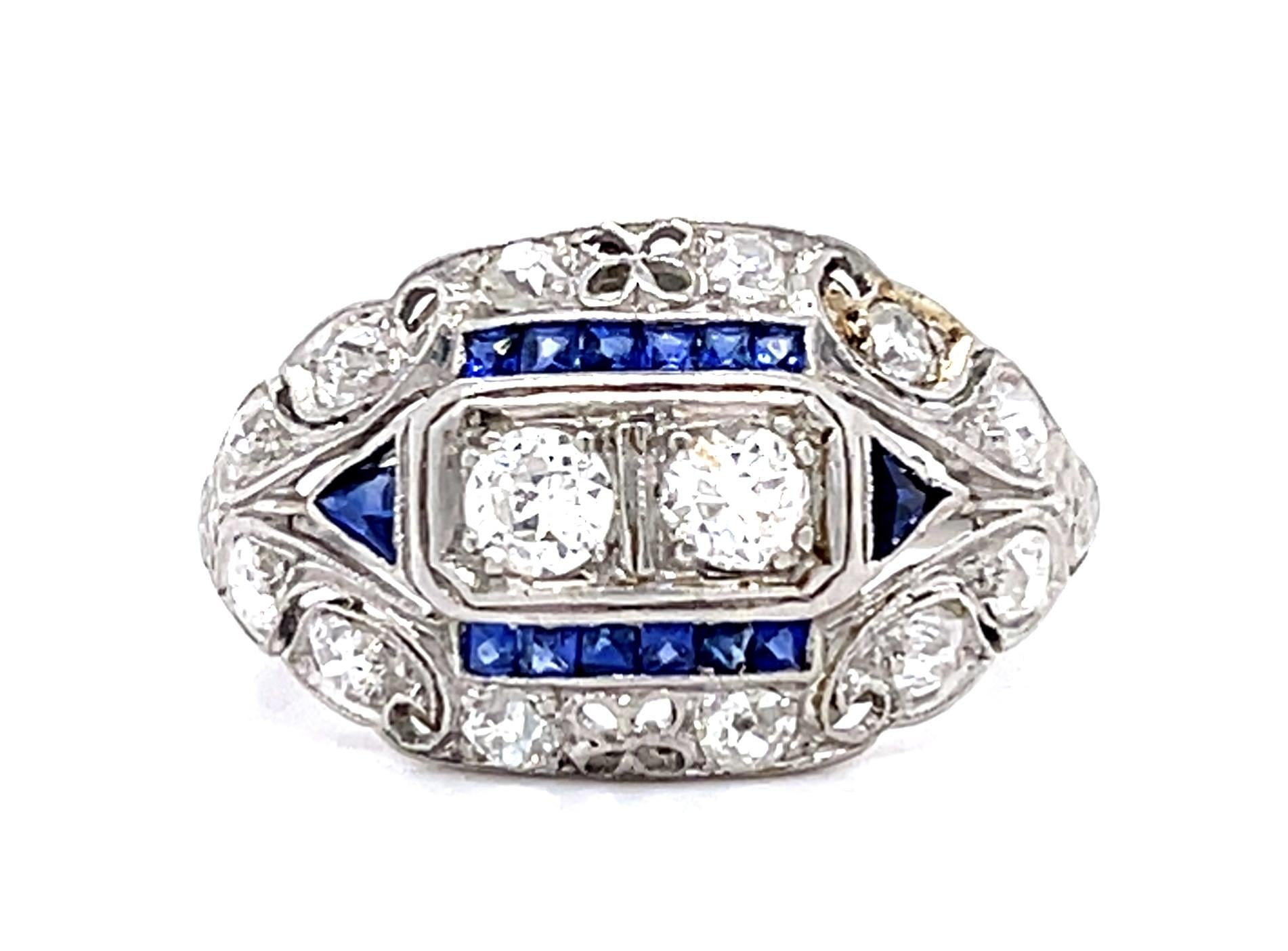 Original Art Deco .90ct Old European Diamond PT Ring (Antique 1920s)