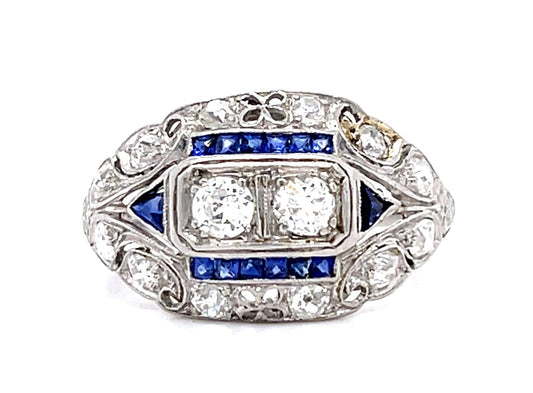 Original Art Deco .90ct Old European Diamond PT Ring (Antique 1920s)