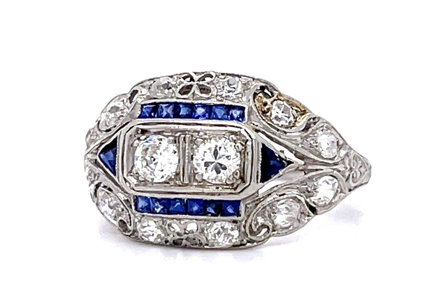 Original Art Deco .90ct Old European Diamond PT Ring (Antique 1920s)