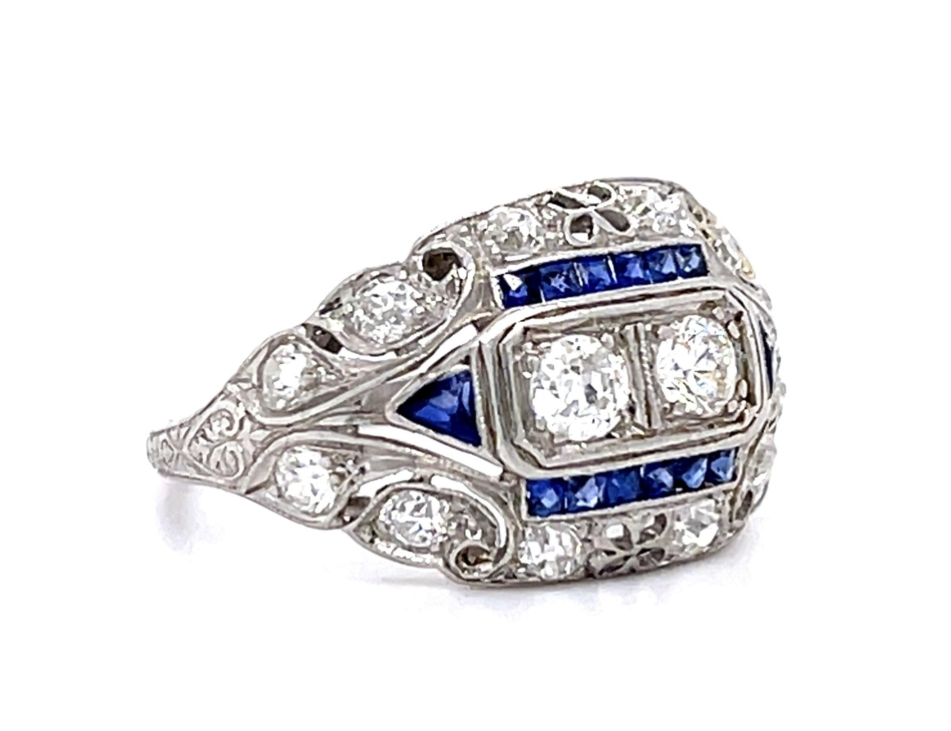 Original Art Deco .90ct Old European Diamond PT Ring (Antique 1920s)