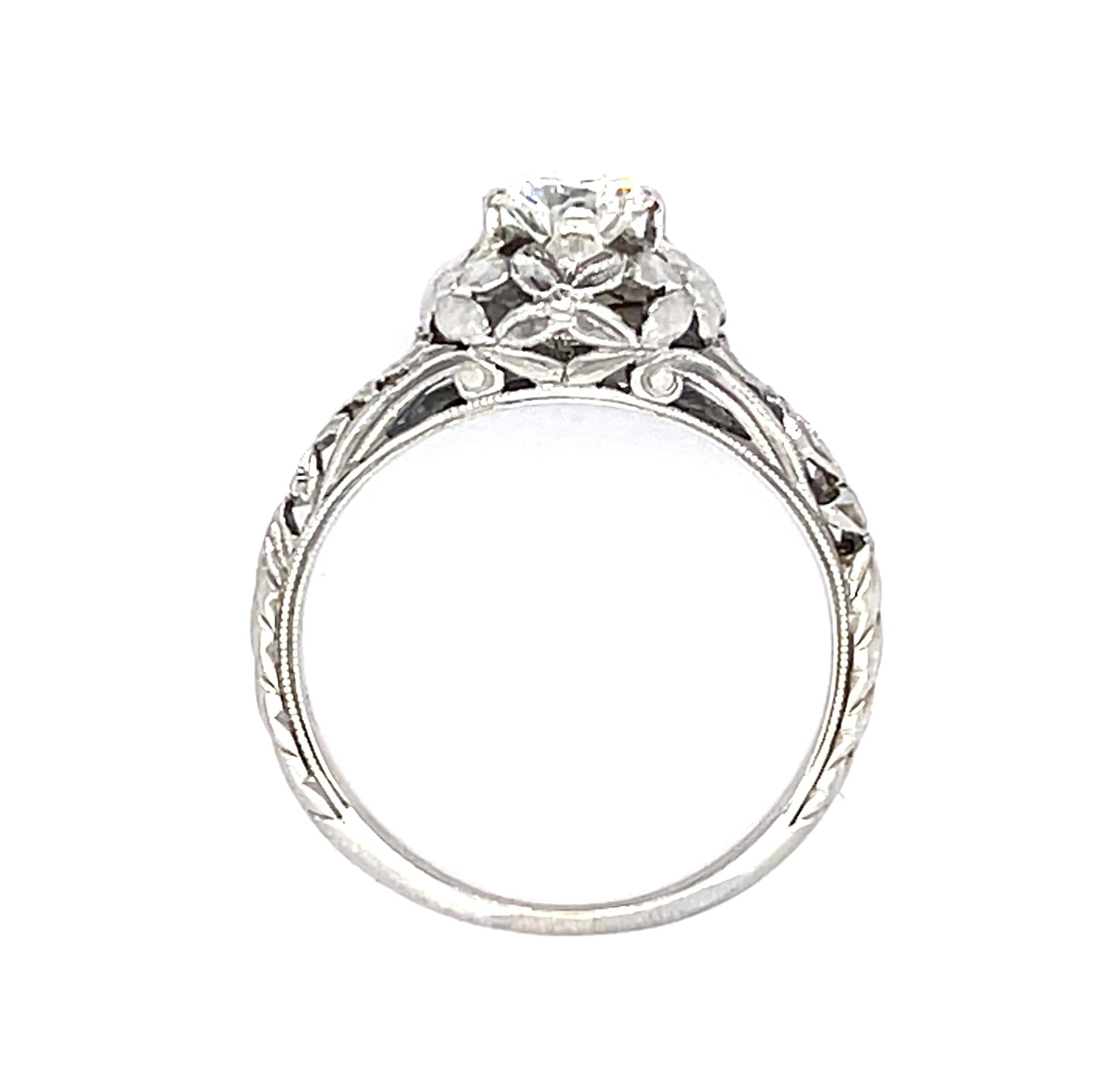 Original Art Deco .45ct Old European Diamond 18KW Ring (Vintage 1930s)