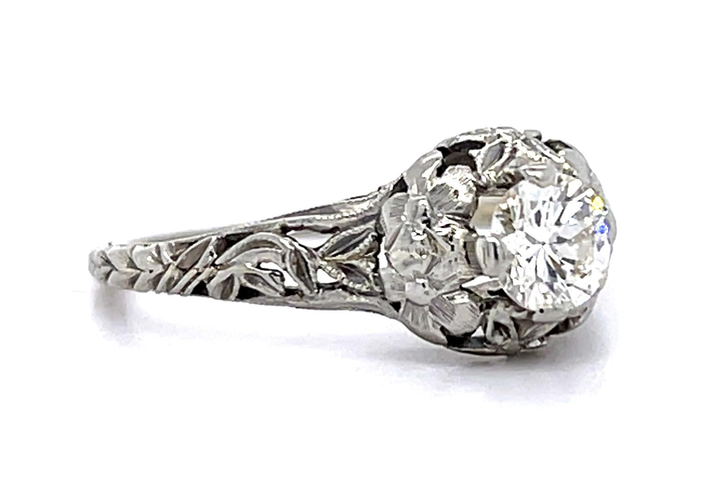 Original Art Deco .45ct Old European Diamond 18KW Ring (Vintage 1930s)