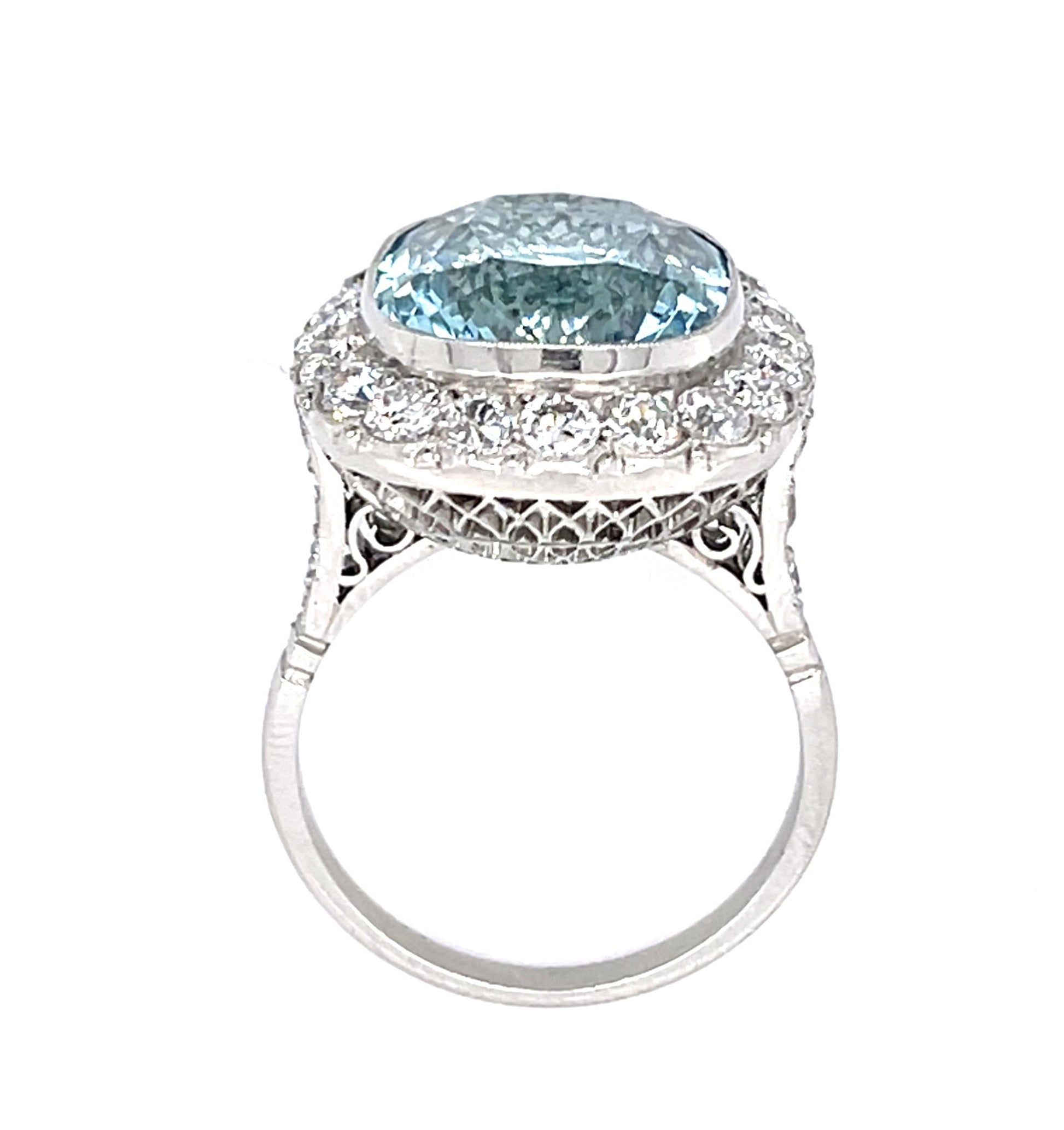 8.84ct Aquamarine Platinum Handmade Ring