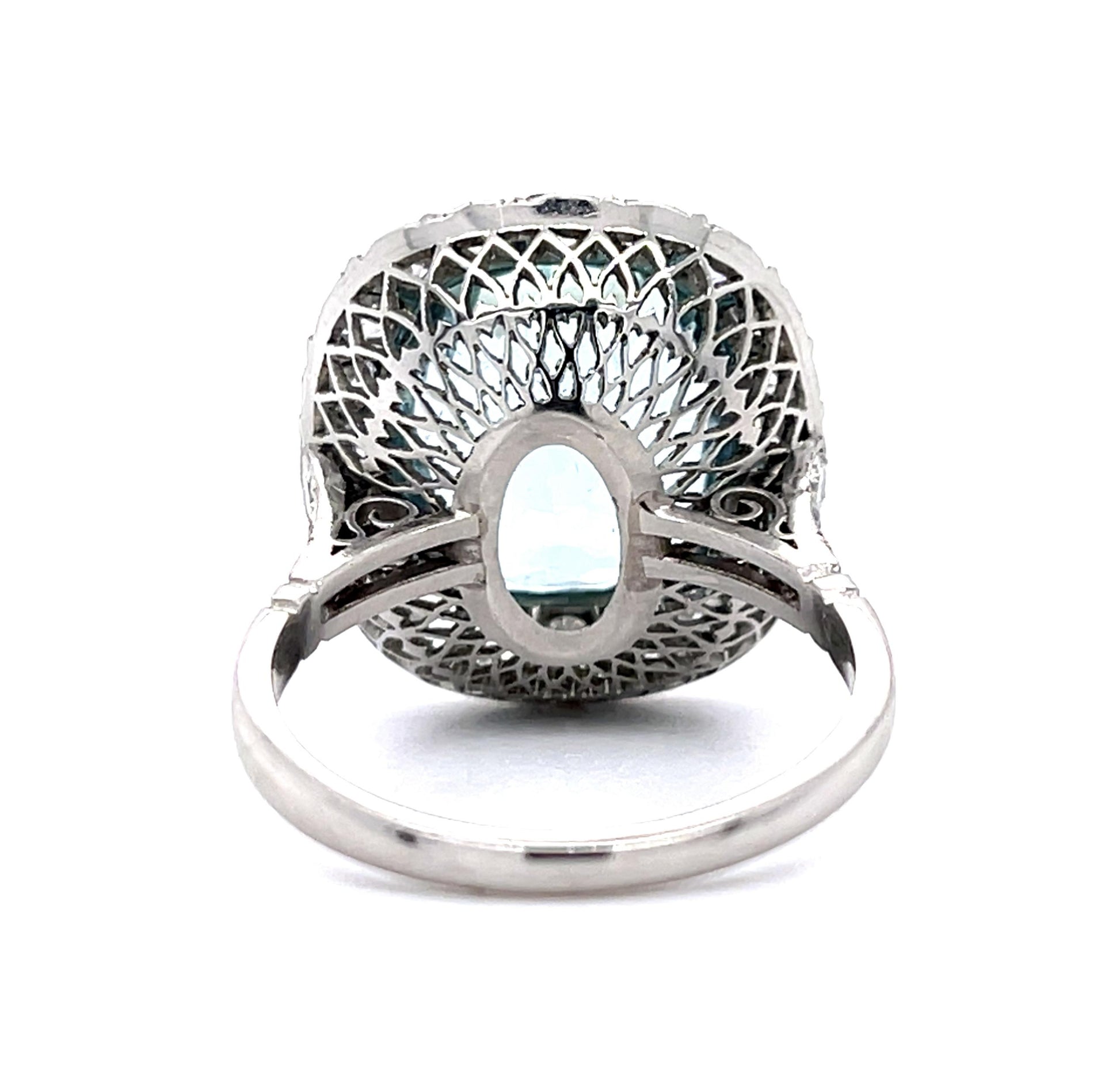 8.84ct Aquamarine Platinum Handmade Ring