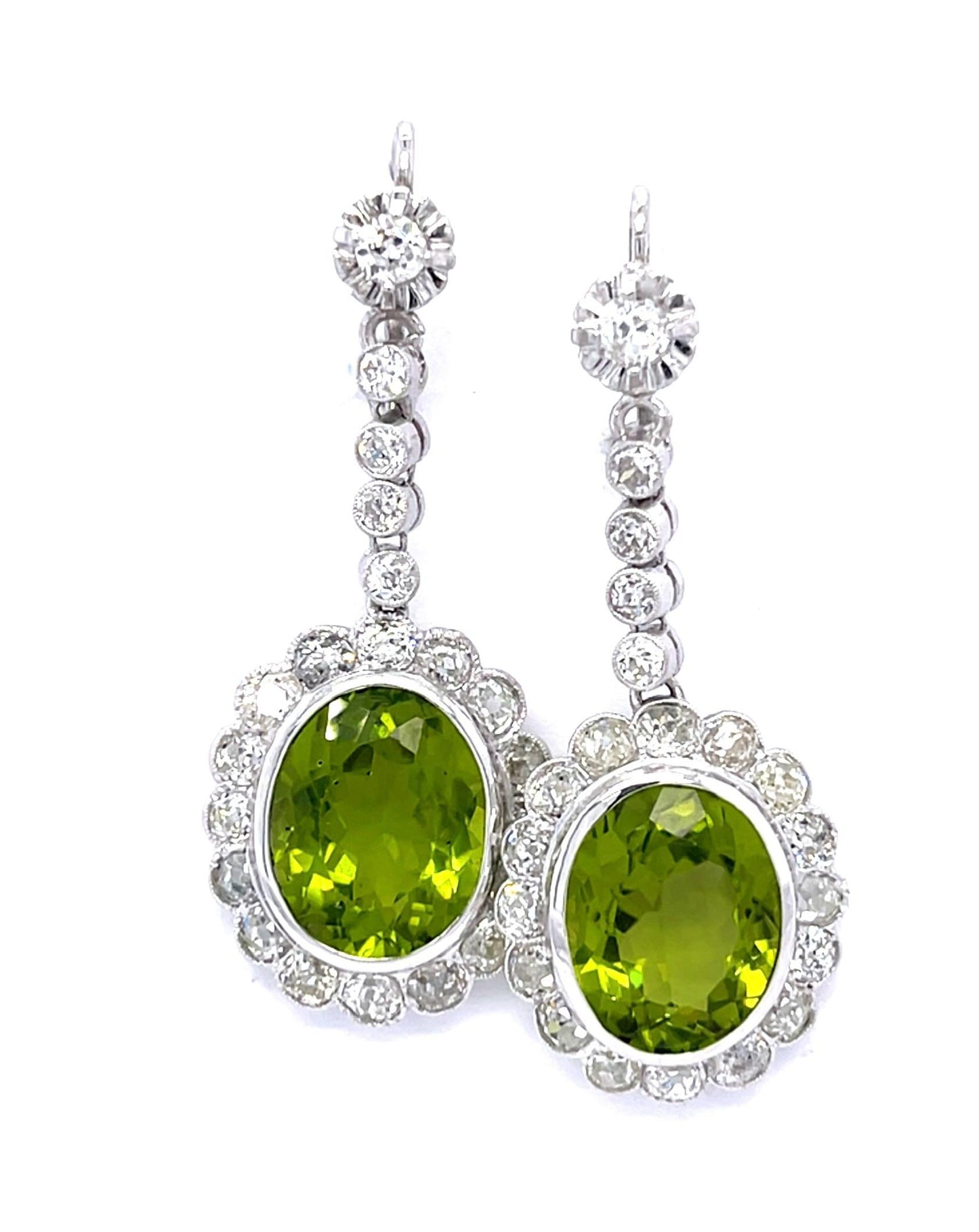 12ct Peridot 18KW Drop Earrings (Vintage 1940s)