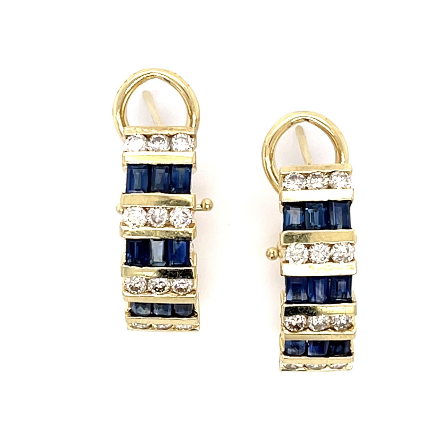 .75ct Diamond 2ct Sapphire 14KY Earrings