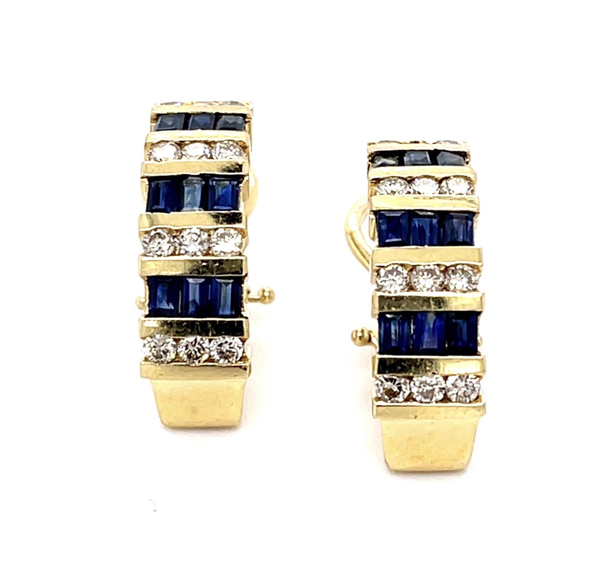 .75ct Diamond 2ct Sapphire 14KY Earrings
