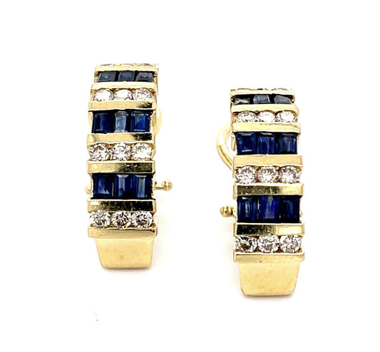 .75ct Diamond 2ct Sapphire 14KY Earrings