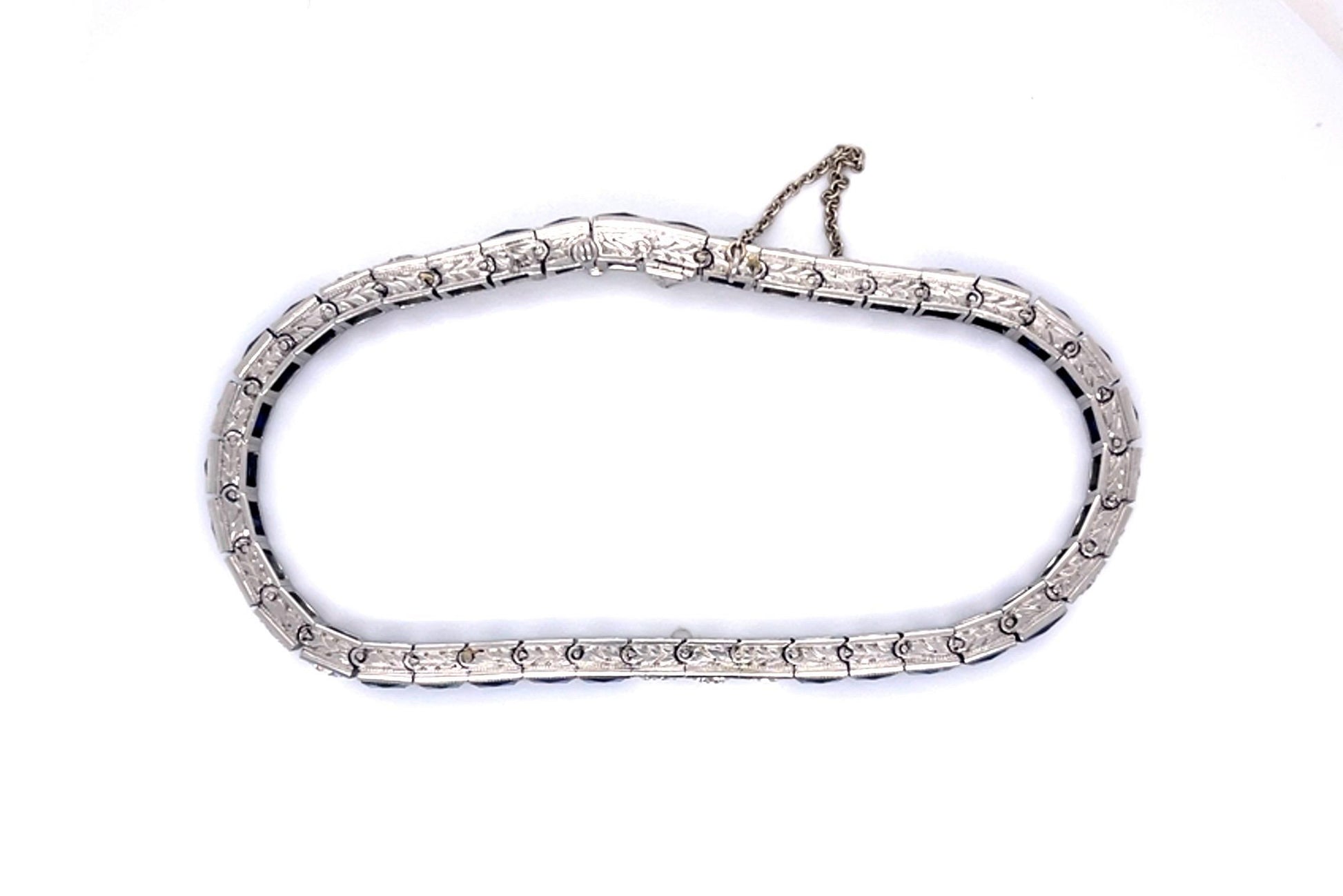 Original Art Deco 8.75ct No Heat Cambodia Royal Blue Sapphire Line Bracelet