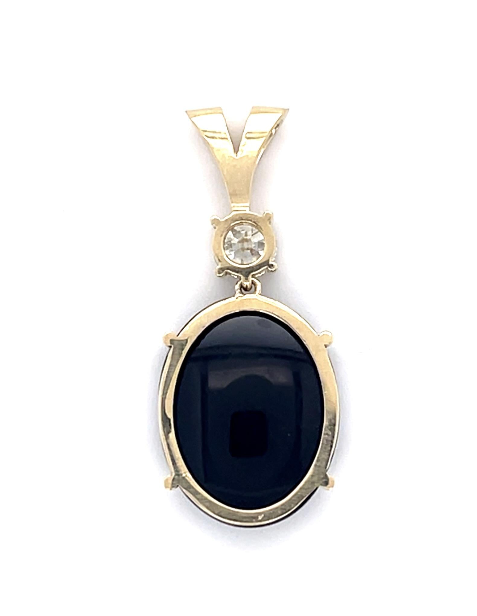 3.74ct Australian Opal with an Onyx Backing 10KY Pendant .23ct Diamond