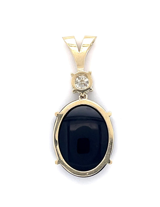3.74ct Australian Opal with an Onyx Backing 10KY Pendant .23ct Diamond