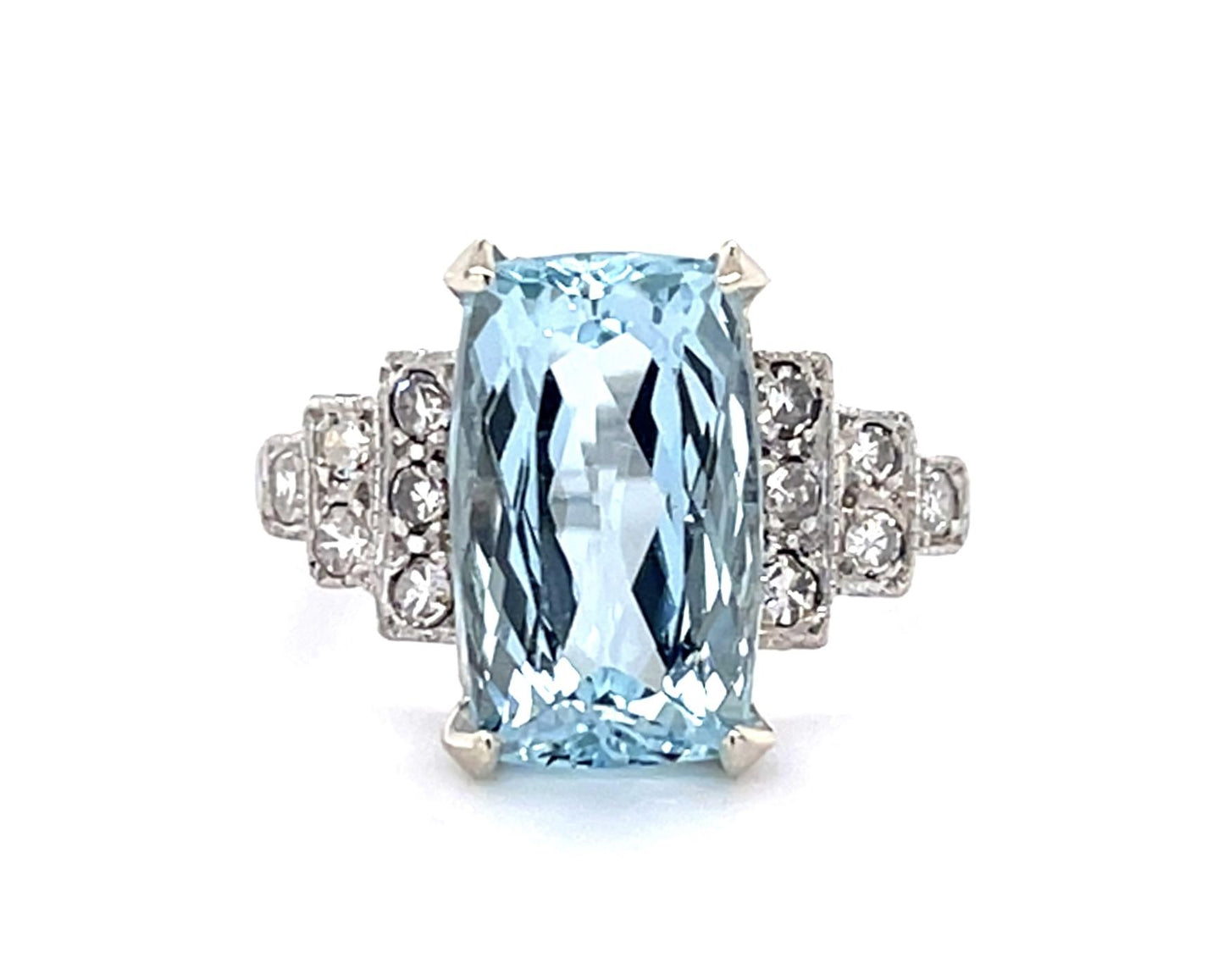 4ct Aquamarine Platinum Ring (Vintage 1930s)