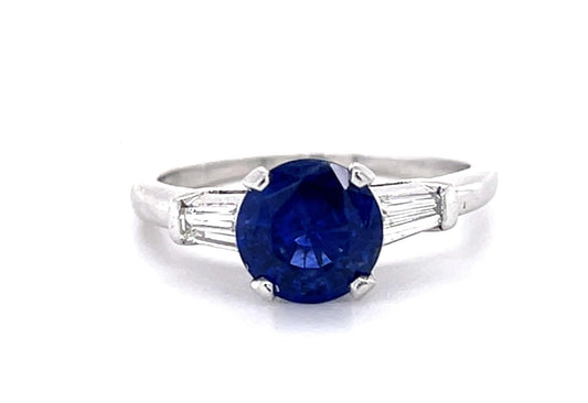 1.68ct Royal Blue Sapphire (No Cert) Platinum Ring (Estate 1970s)