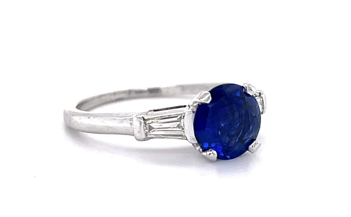 1.68ct Royal Blue Sapphire (No Cert) Platinum Ring (Estate 1970s)