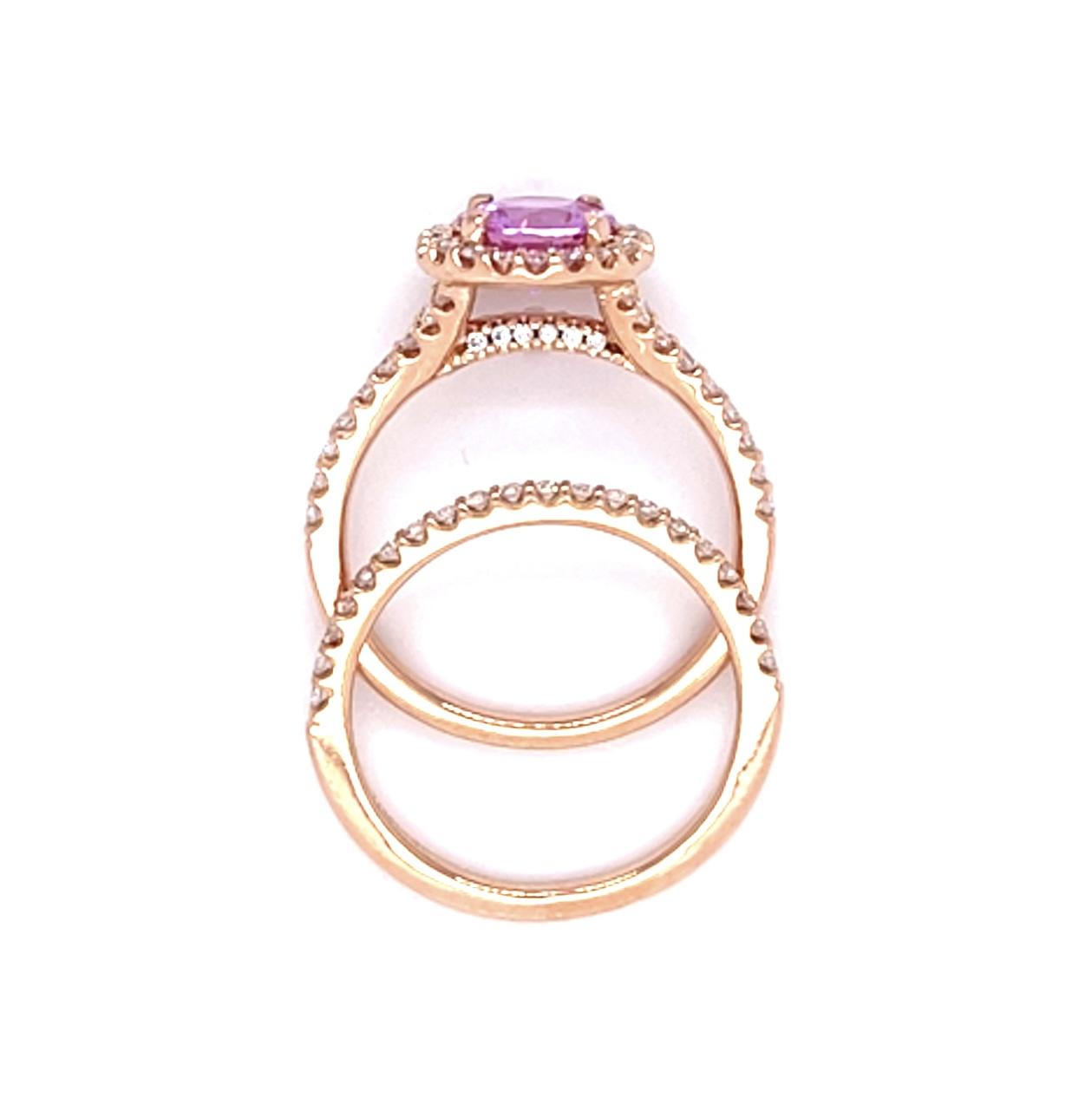 1.10ct Pink Sapphire 18K Rose Gold Ring Set