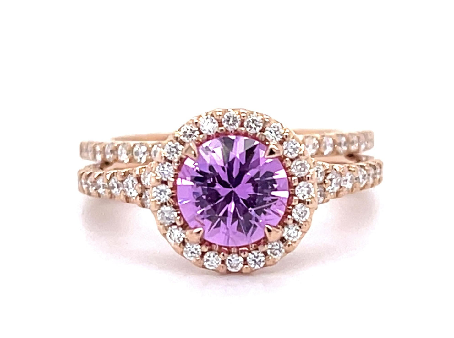 1.10ct Pink Sapphire 18K Rose Gold Ring Set