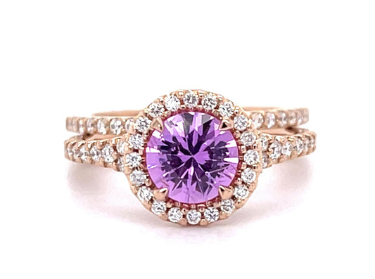 1.10ct Pink Sapphire 18K Rose Gold Ring Set