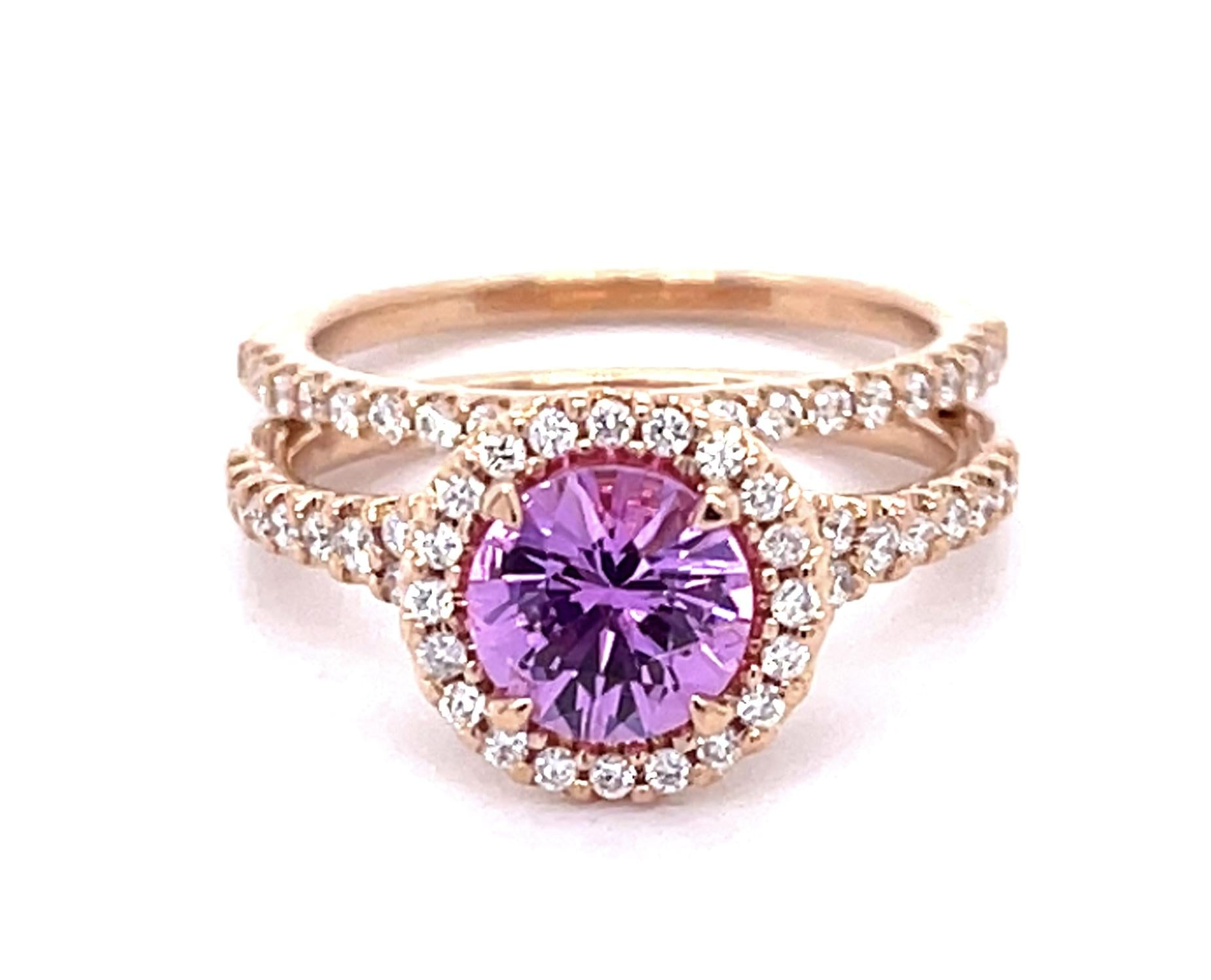 1.10ct Pink Sapphire 18K Rose Gold Ring Set