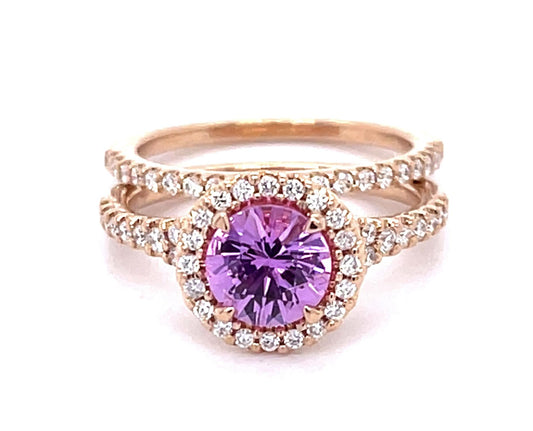 1.10ct Pink Sapphire 18K Rose Gold Ring Set