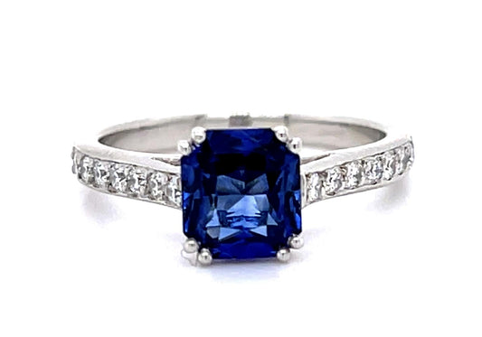 2.02ct Emerald-cut Sapphire Platinum Ring