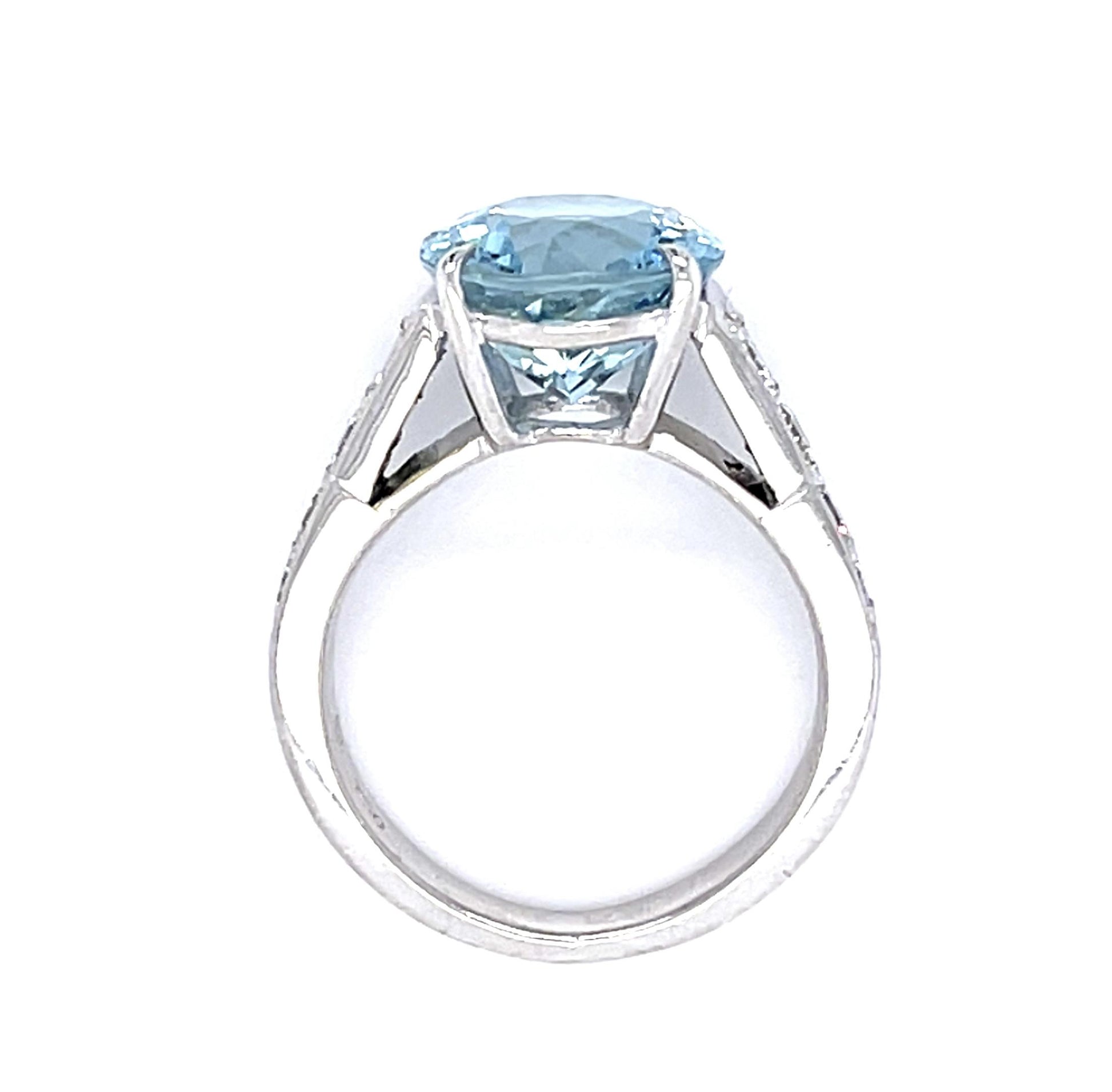3.41ct Oval Aquamarine 18KW Ring