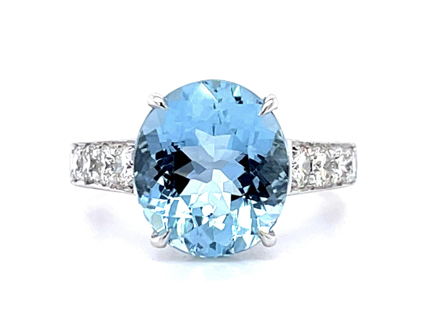 3.41ct Oval Aquamarine 18KW Ring