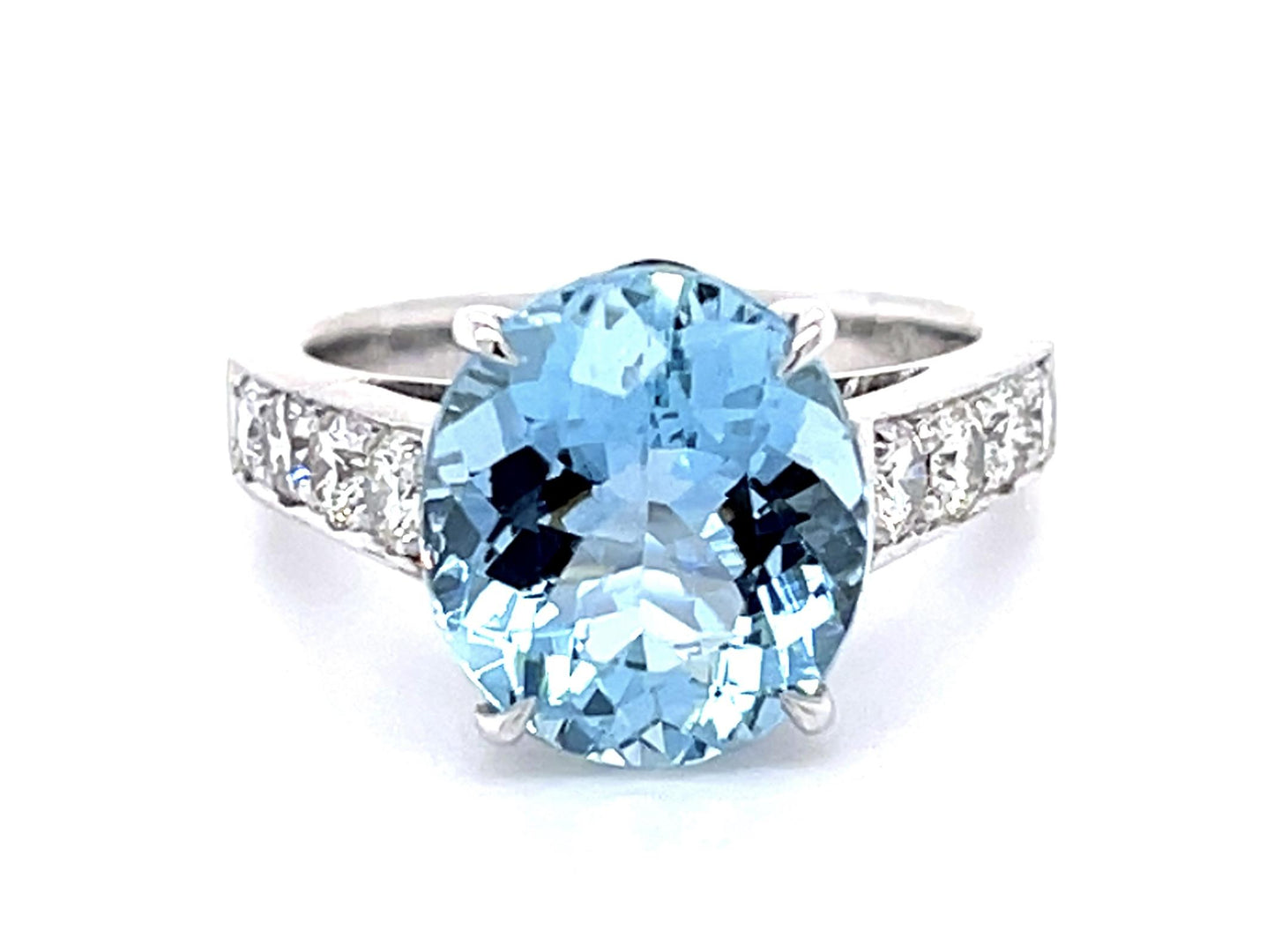 3.41ct Oval Aquamarine 18KW Ring
