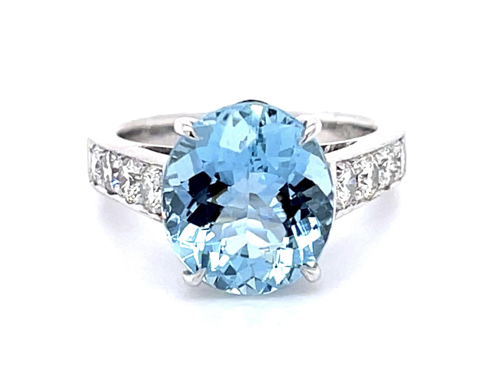 3.41ct Oval Aquamarine 18KW Ring