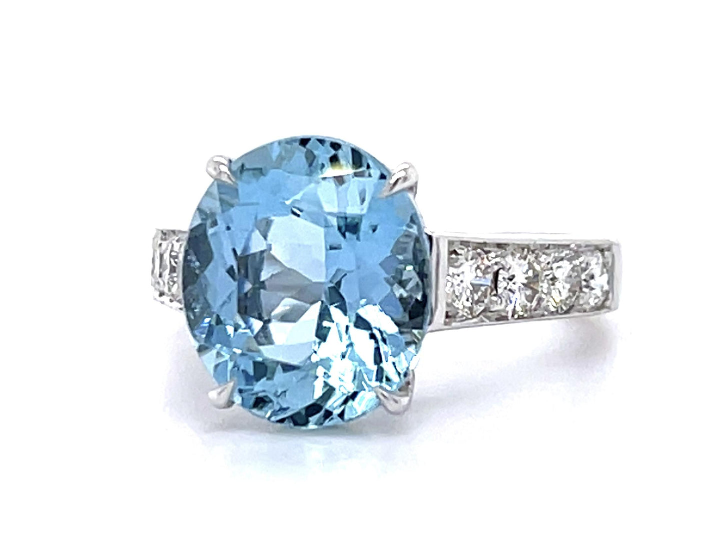 3.41ct Oval Aquamarine 18KW Ring